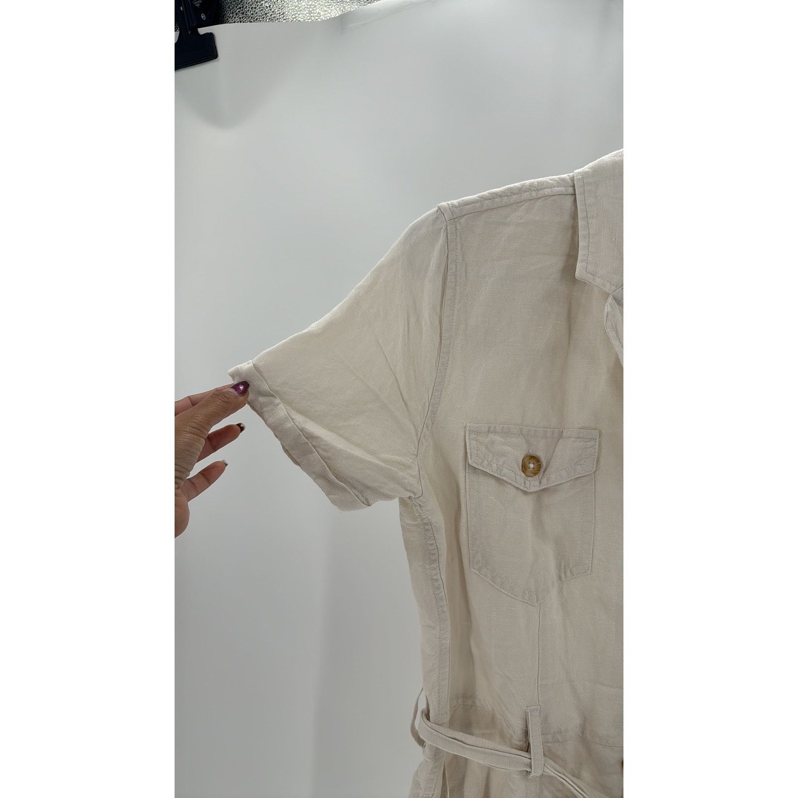 Rails Rails Women's Georgie Stone Short Romper linen blend sz S Size 26" / US 2 / IT 38 - 5 Thumbnail