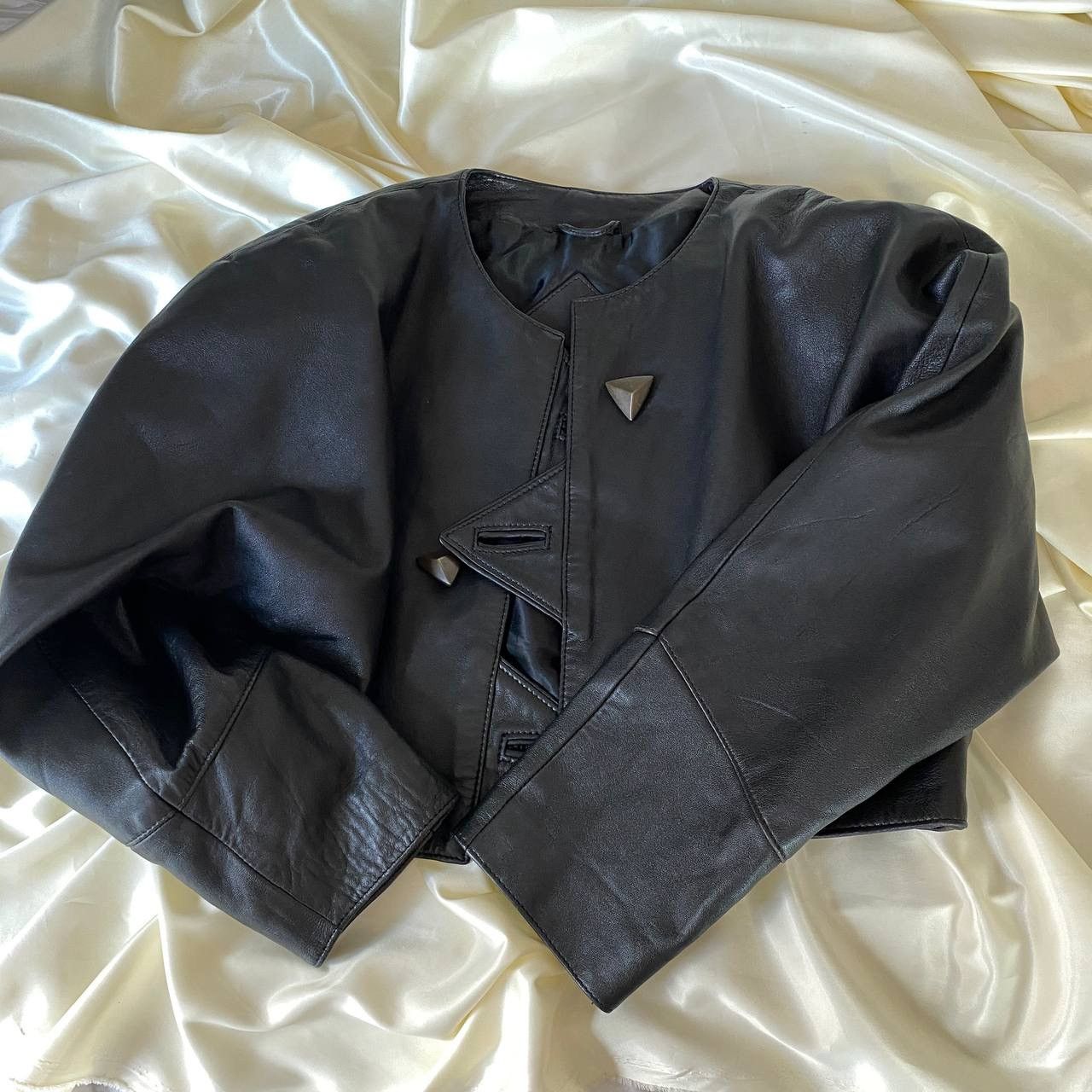 Vintage Vintage leather crop oversized jacket Size S / US 4 / IT 40 - 5 Thumbnail