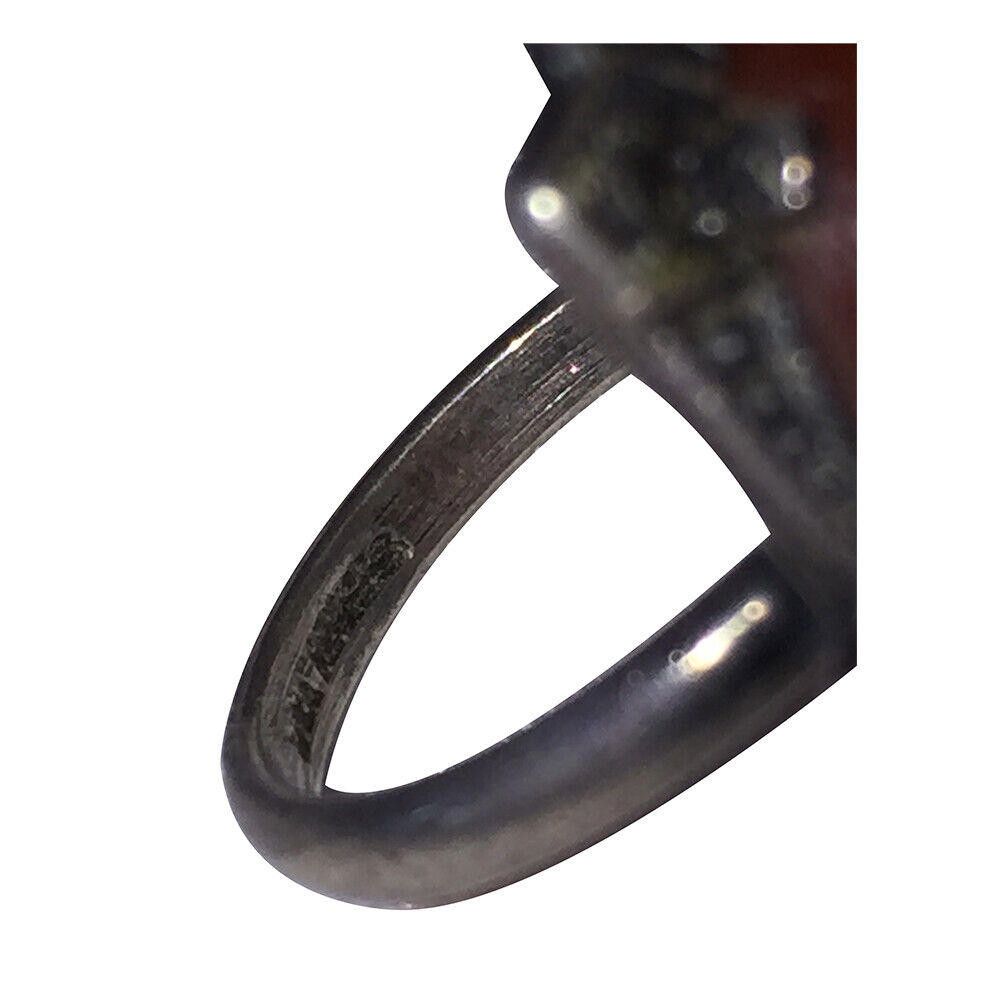 Designer Art Deco Sterling Oblong Carnelian and Marcasite Ring Size ONE SIZE - 5 Thumbnail