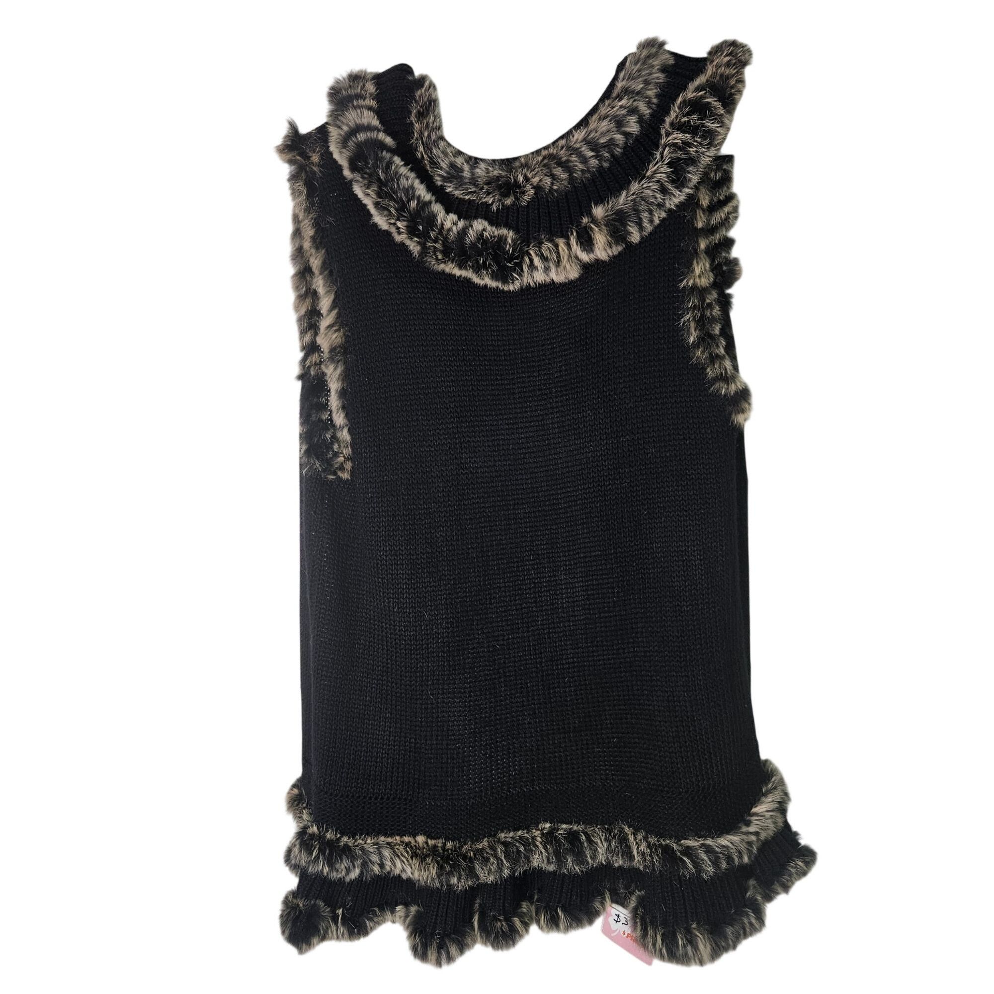 Other Alberto Makali Women’s Fur Trim Knit Vest Black L Whimsygoth Size L / US 10 / IT 46 - 10 Thumbnail