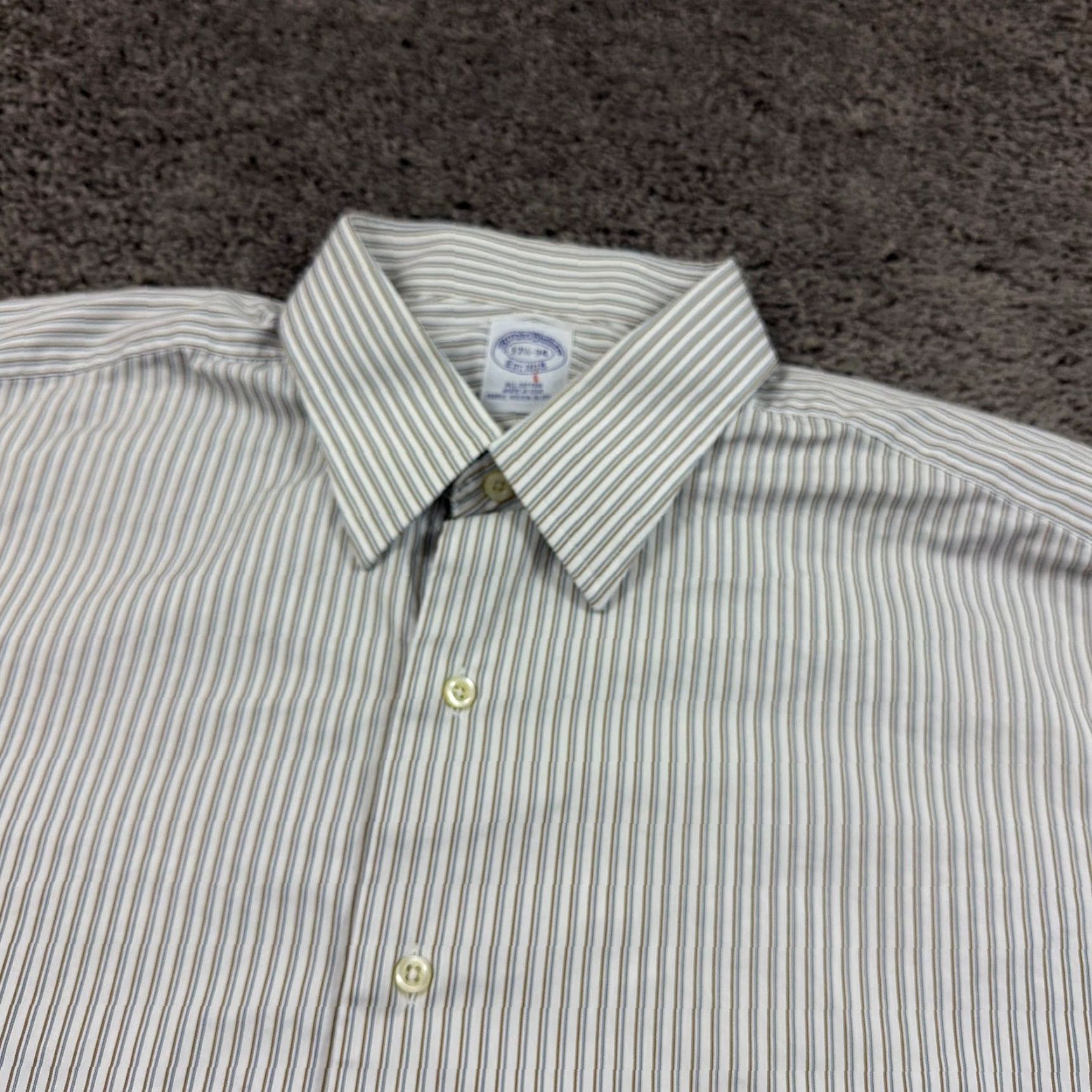 Brooks Brothers VINTAGE Brooks Brothers Shirt Mens XL White Stripe Long Sleeve Cotton USA Size US XL / EU 56 / 4 - 2 Thumbnail