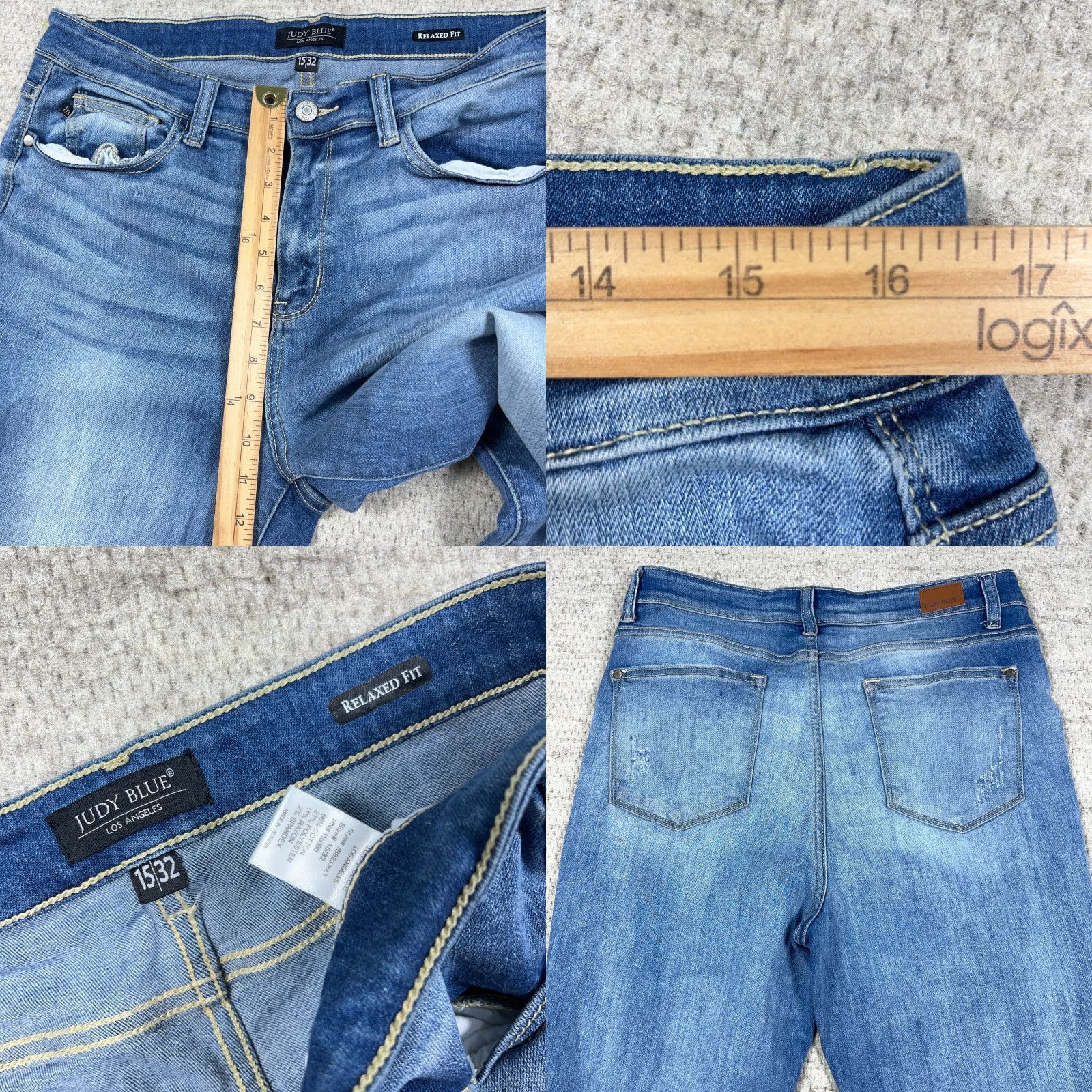 Vintage Judy Blue Jeans Women Relaxed Straight Leg Medium Wash Distressed Stretch 5-Pocket Denim Straight Leg Jeans Womens Boys Girls Size 24" / US 00 / IT 34 - 8 Thumbnail