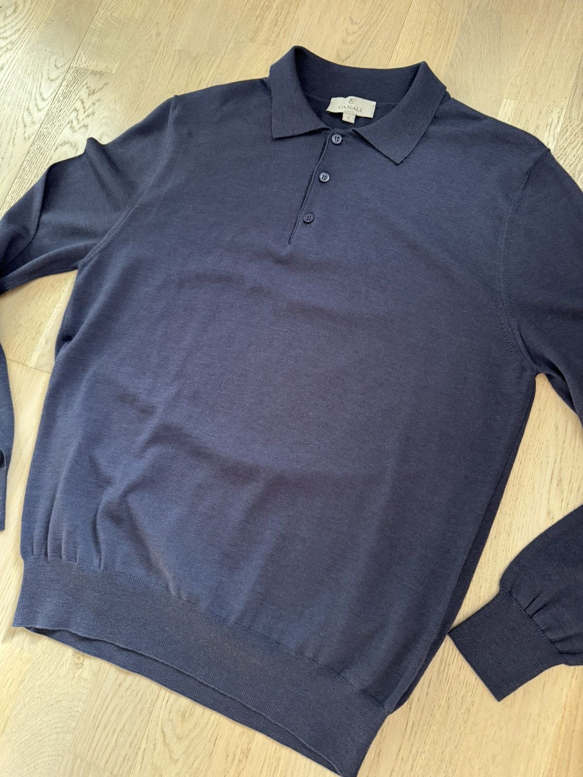 Canali CANALI wool knit polo SEE TAPE MEASUREMENTS IN PHOTOS Size US L / EU 52-54 / 3 - 2 Thumbnail