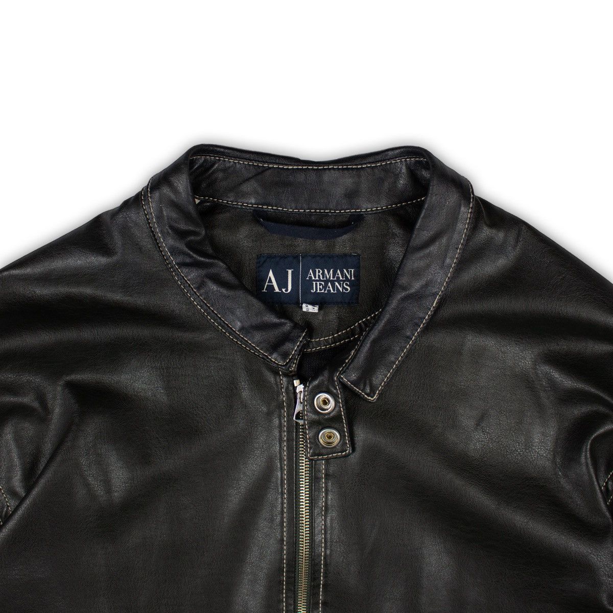 Armani Armani jeans Embossed Leather Biker Jacket Size US L / EU 52-54 / 3 - 8 Thumbnail