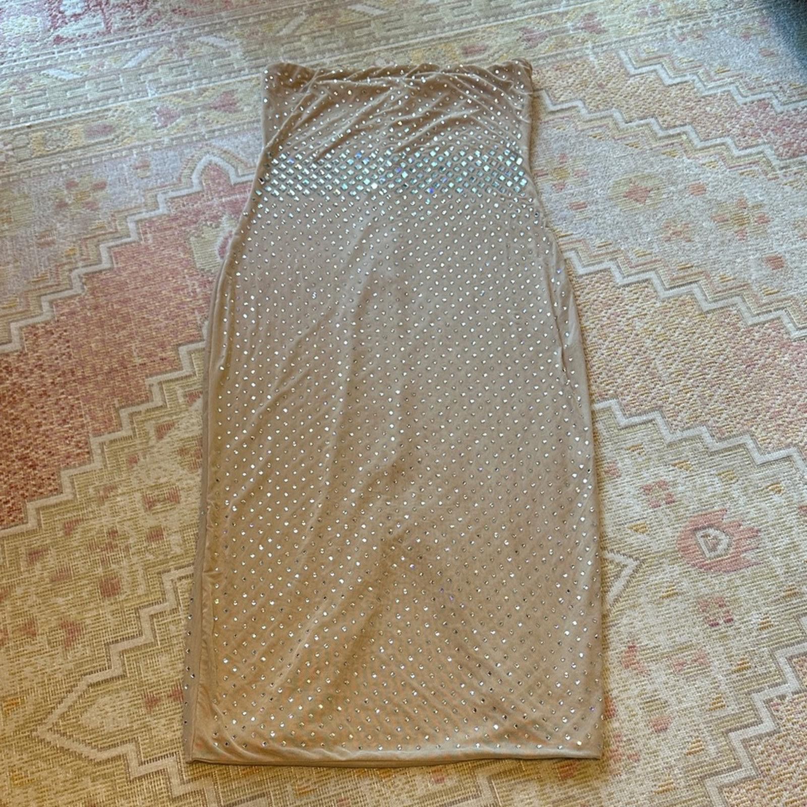 Other STEPS NY Medium Sparkle Mesh Bodycon Nude Strapless Dress Size M / US 6-8 / IT 42-44 - 1 Thumbnail