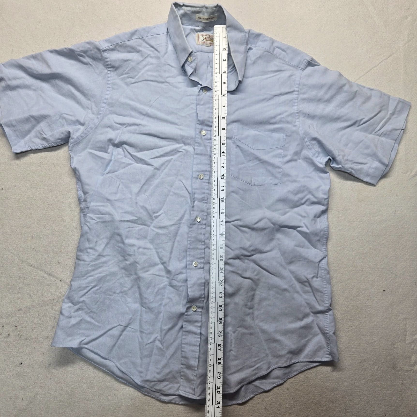 Vintage Club Run Shirtmakers Solid Blue Button Up Short Sleeve Adult Men's Size 17 Shirt Run Club Solid Blue Button Up Short Sleeve Men’s 17 Size Adult Size US M / EU 48-50 / 2 - 6 Thumbnail