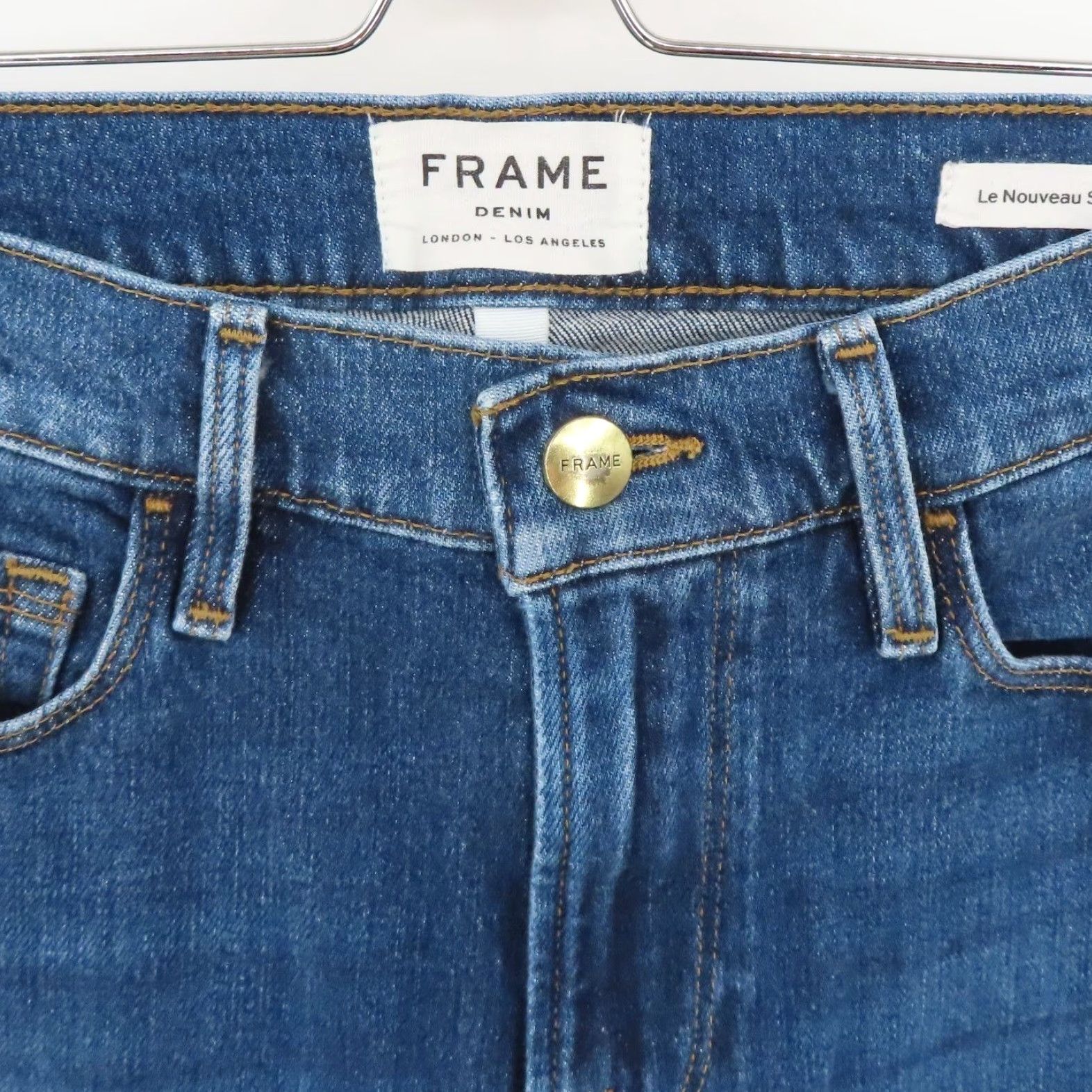 Frame Frame Women 27 Le Nouveau Straight Blue Wash Denim Jeans Ankle Hem Slits Cotton Size 27" / US 4 / IT 40 - 3 Thumbnail