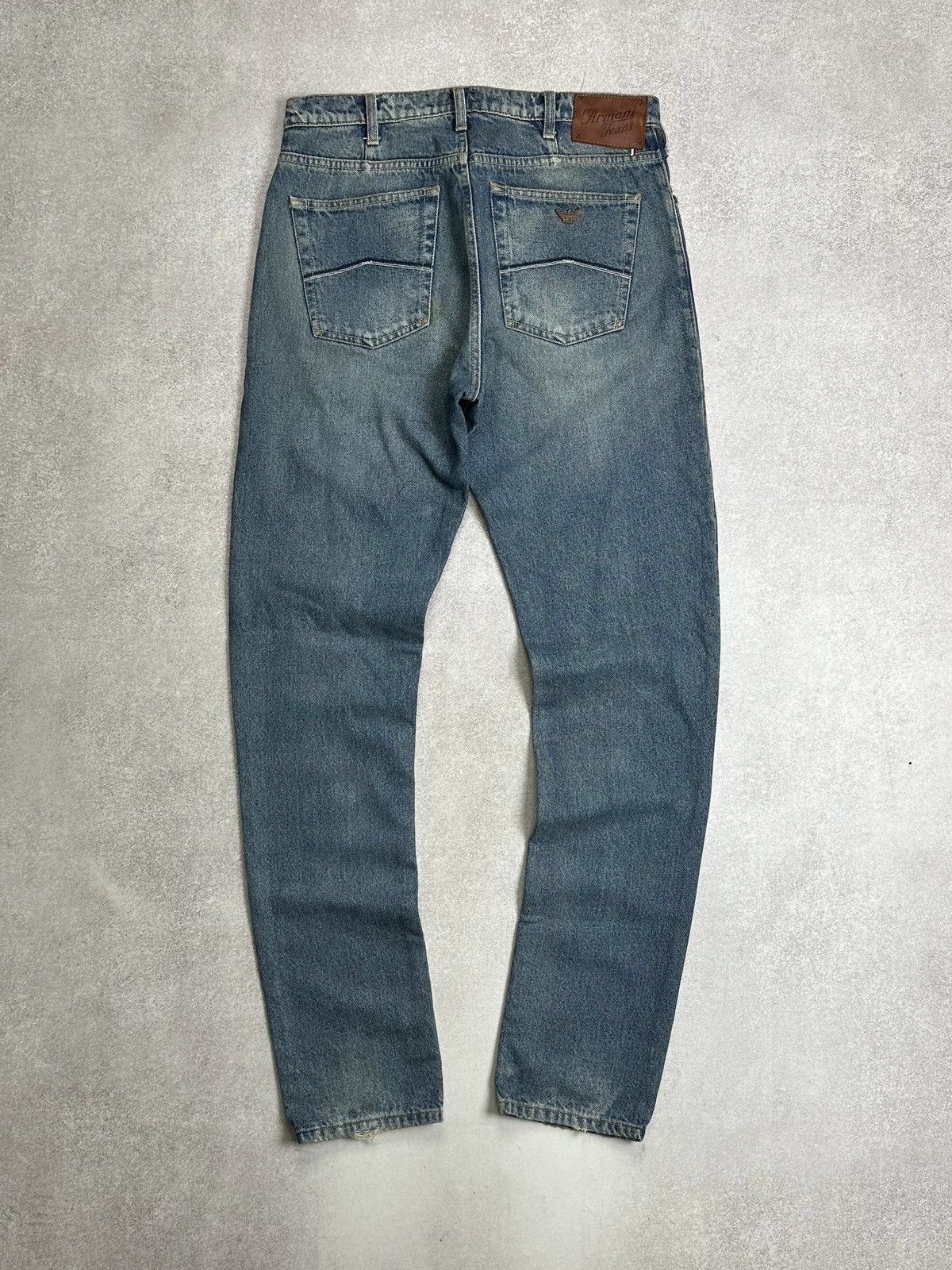 Emporio Armani Vintage Armani Metal Logo Baggy Denim Jeans Pants Rare 33 Size US 33 - 1 Thumbnail