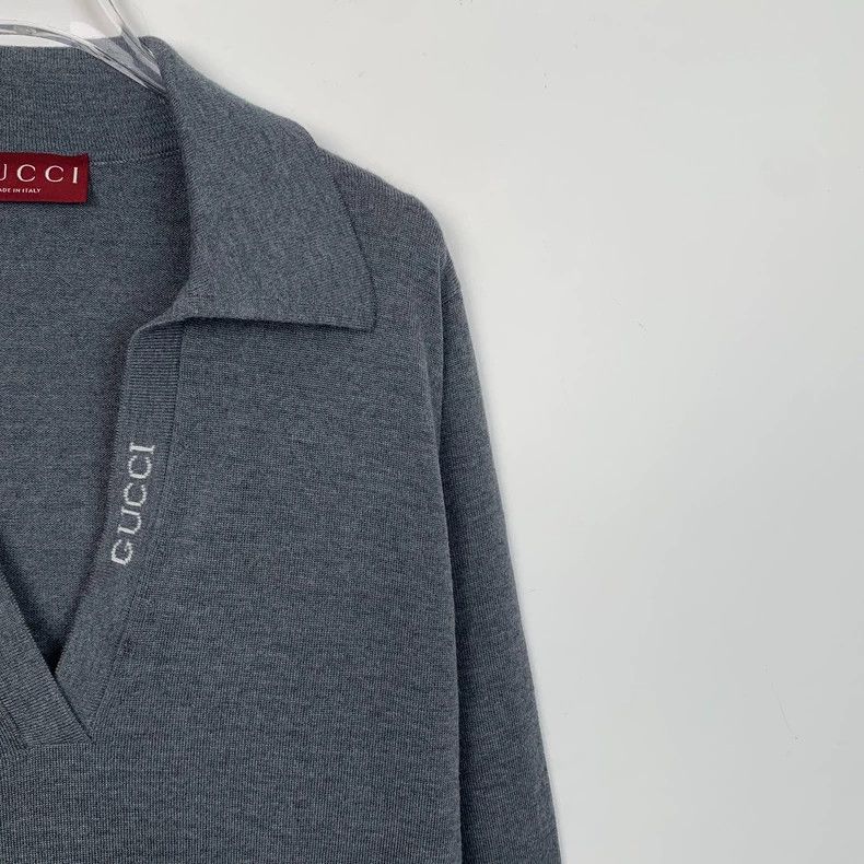Gucci Gucci Gray logo letter wool long-sleeved sweater 2501-Nexta Size US L / EU 52-54 / 3 - 4 Thumbnail