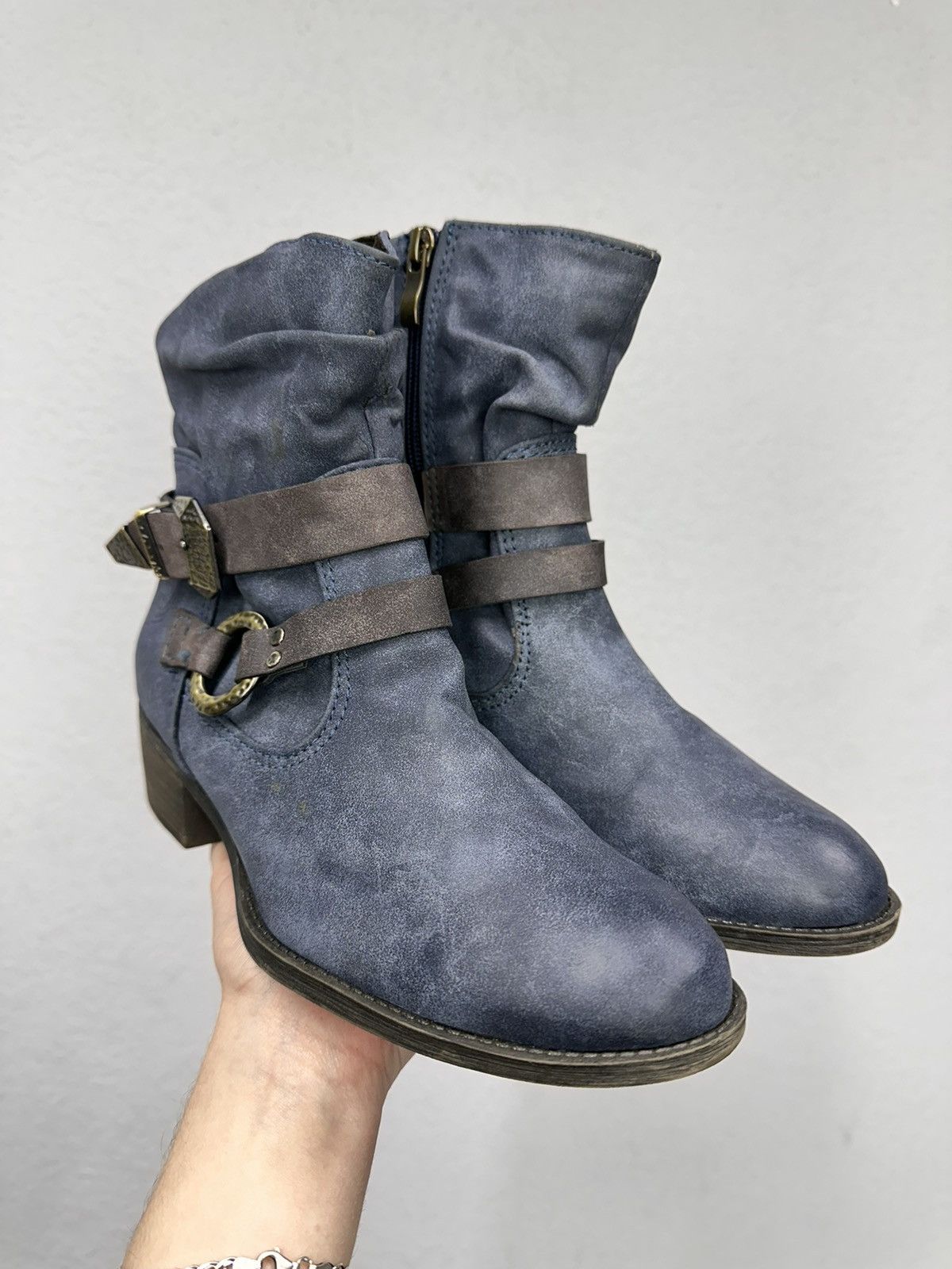 A.S.98 Rare Blue Leather Ankle Boots A.S. 98 Guidi Kapital Japan Size US 7 / EU 40 - 2 Thumbnail
