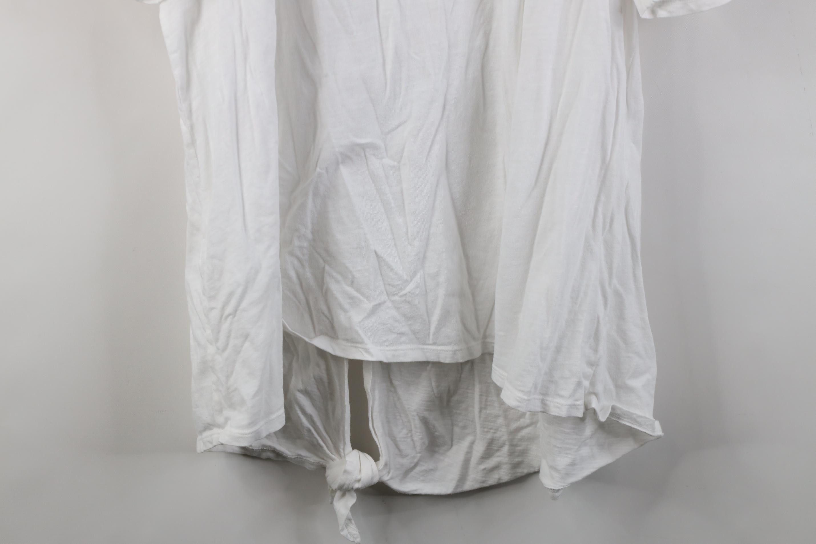 Vintage Eileen Fisher Organic Cotton Knit Tie Bottom T-Shirt White Size L / US 10 / IT 46 - 12 Thumbnail