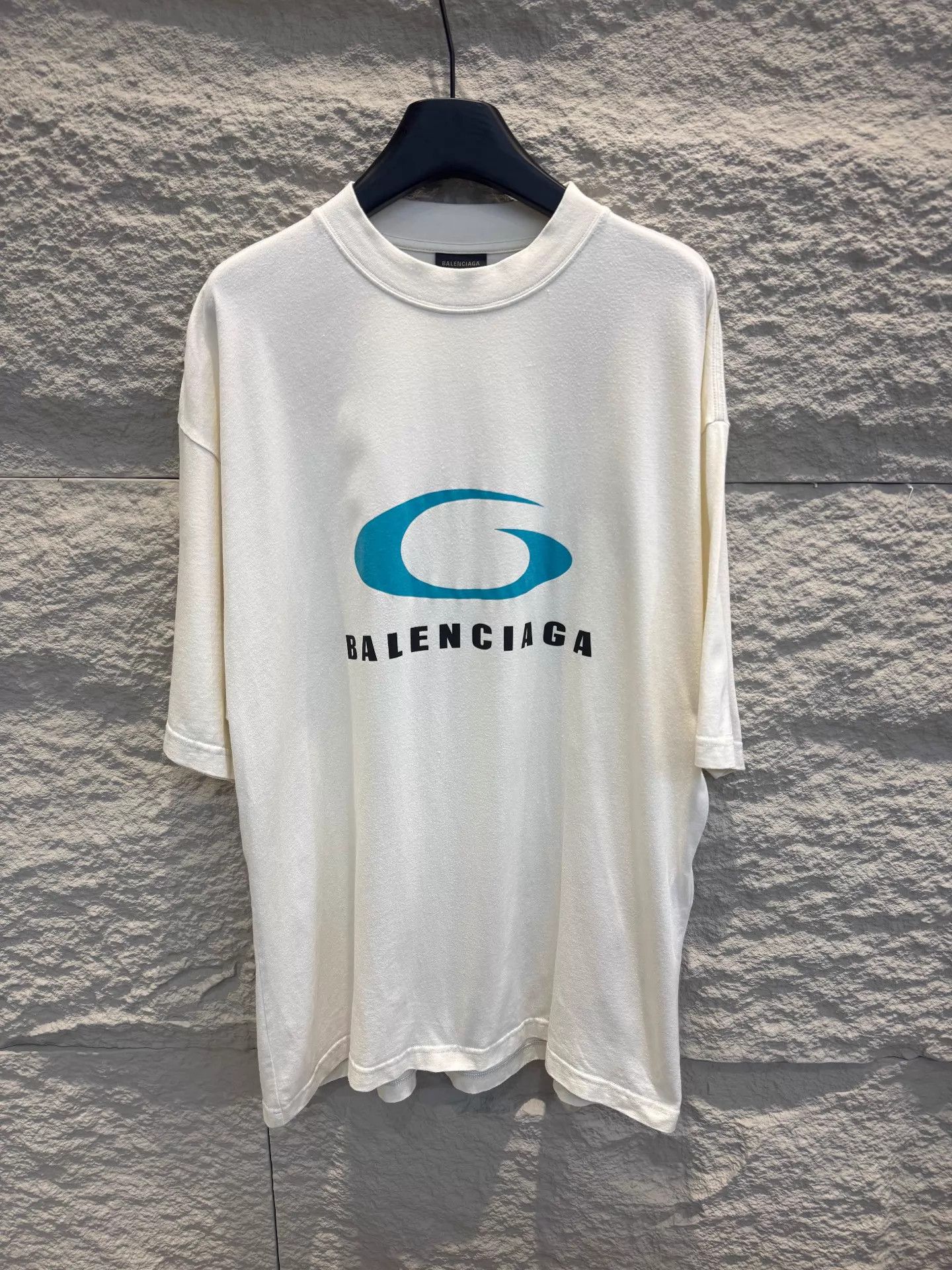 Balenciaga Balenciaga ss25 white blue logo short tee unisex M Size M / US 6-8 / IT 42-44 - 1 Thumbnail