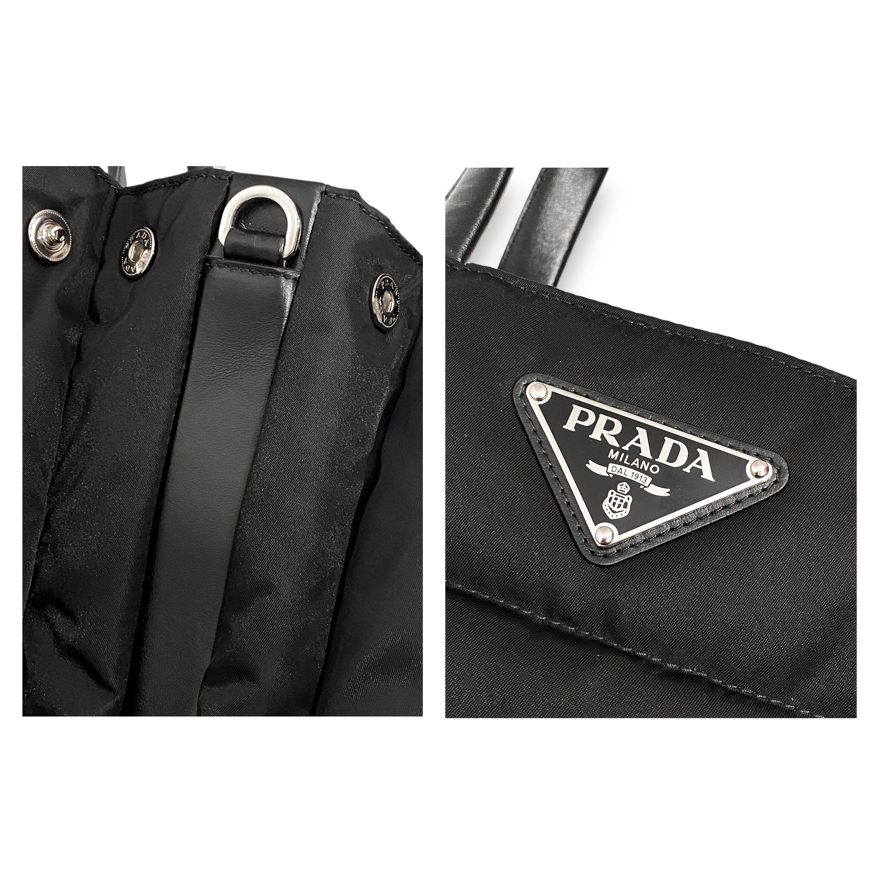 Prada Prada Triangle Logo Re Nylon Leather Hand Tote Large Bag Size ONE SIZE - 11 Thumbnail