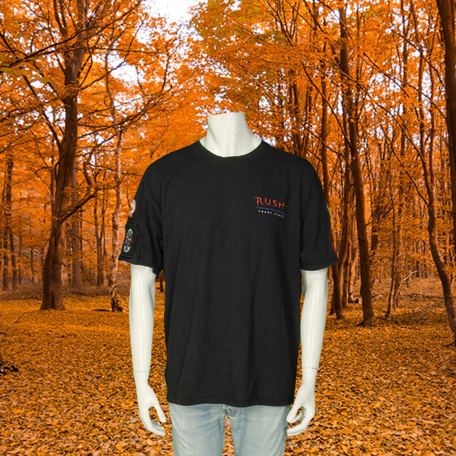 image of Y2K Vintage Rush Vapor Trails Tour 2002 Patch Band T Shirt in Black, Men's (Size XL)