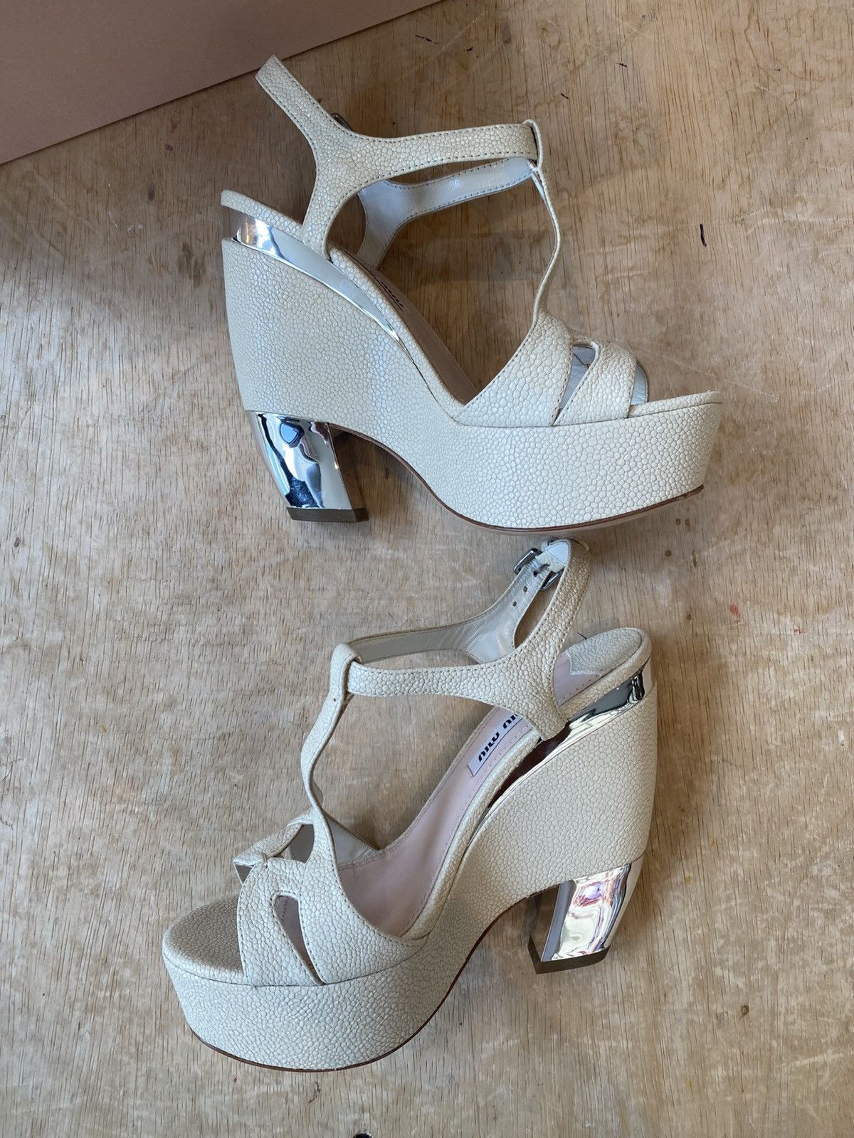 Miu Miu Miu Miu Leather Strap Block Heel Sandals Size US 4 / IT 34 - 5 Thumbnail