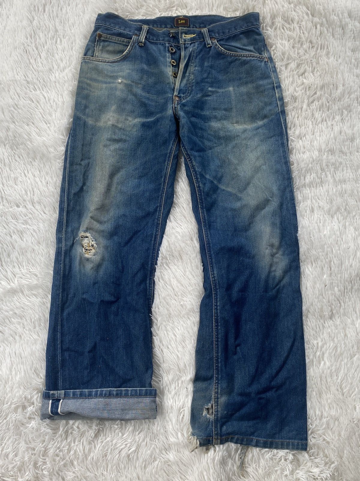 Lee 🔥Vintage🔥Lee Cowboy Selvedge Buttoned Light wash denim jean Size US 30 / EU 46 - 1 Thumbnail