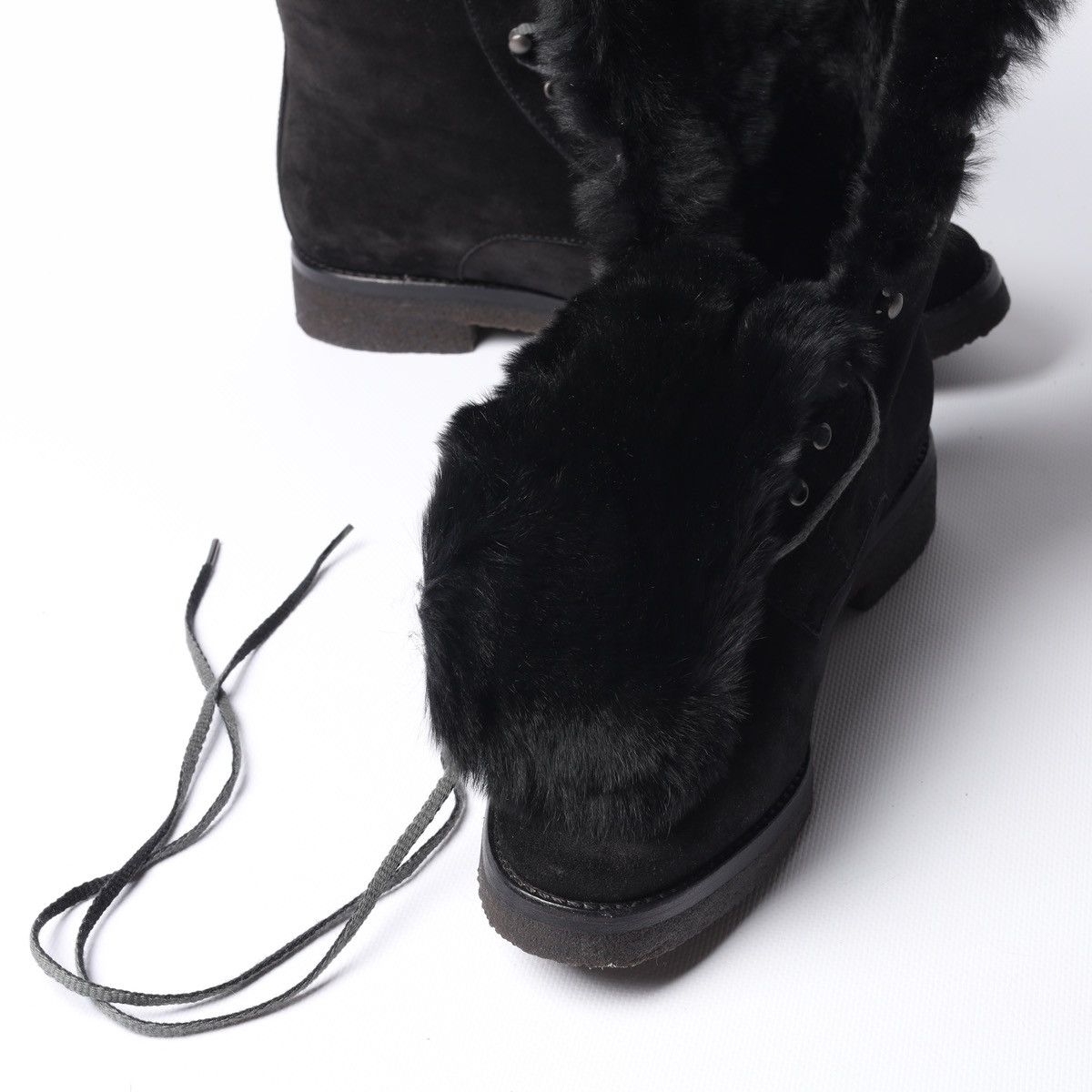 Loro Piana Loro Piana Snow Dream Beaver Fur Black Suede Ankle Boots Size US 6 / IT 36 - 7 Thumbnail