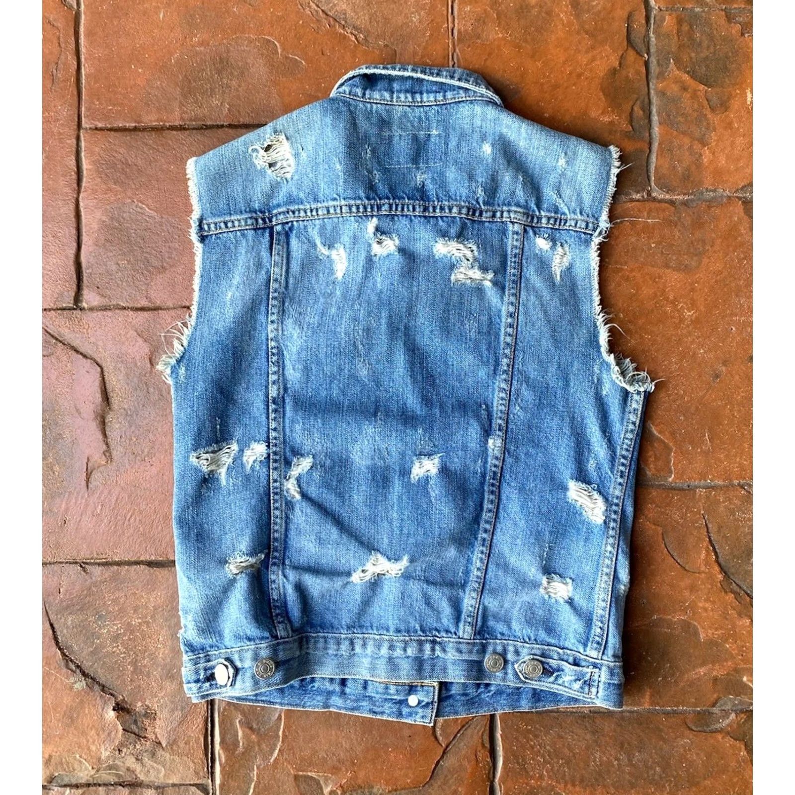 Rag & Bone Rag & Bone Denim Jean Vest Womens Small Blue Distressed Size 28" / US 6 / IT 42 - 3 Thumbnail