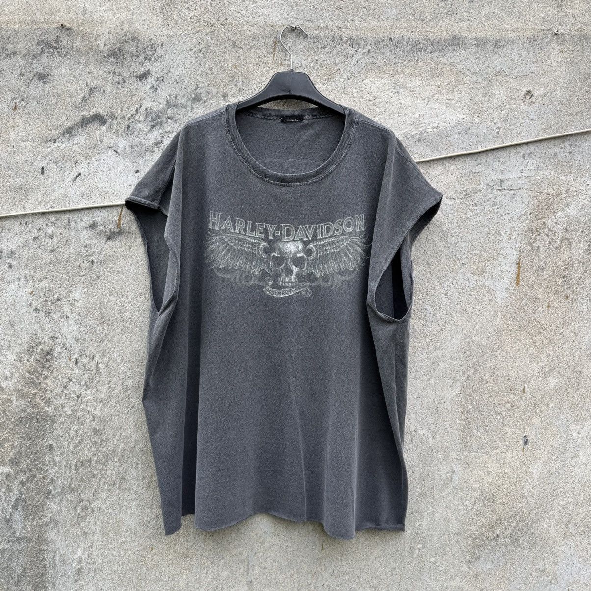 Harley Davidson 00s sleeveless washed faded tshirt oversized