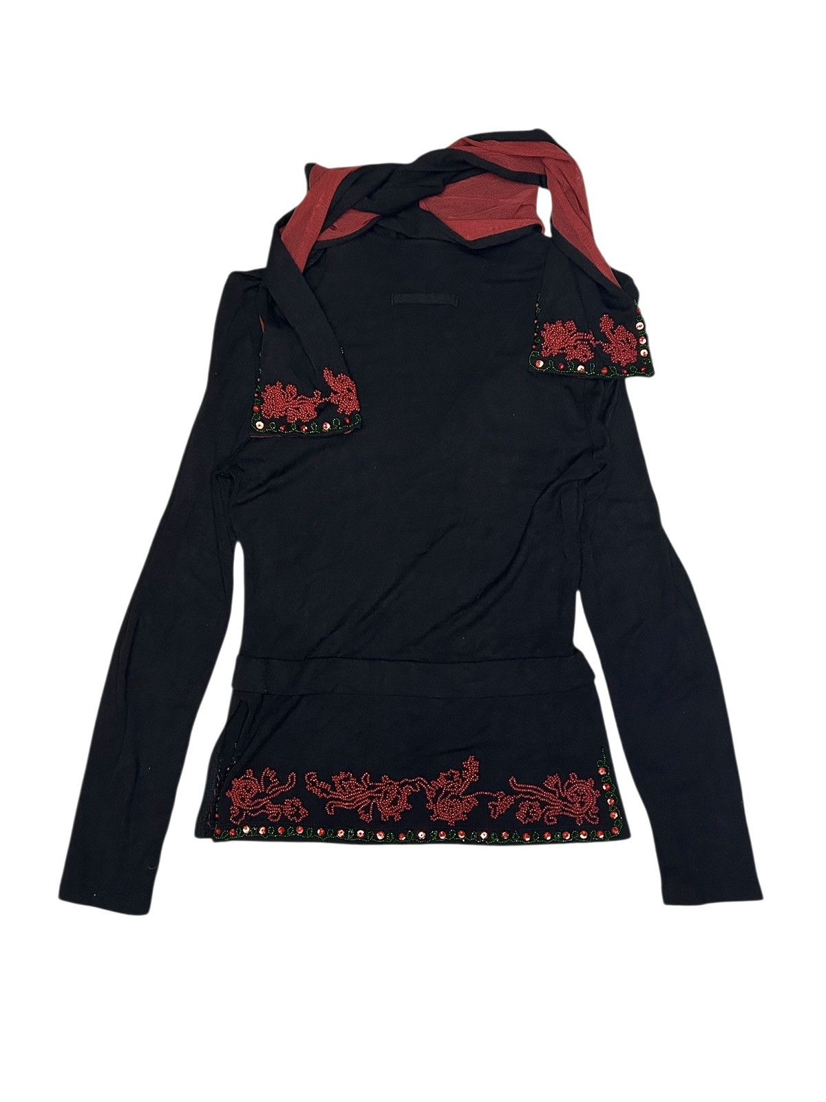 Jean Paul Gaultier 90s Floral Embroidered Scarf Top Size M / US 6-8 / IT 42-44 - 8 Thumbnail