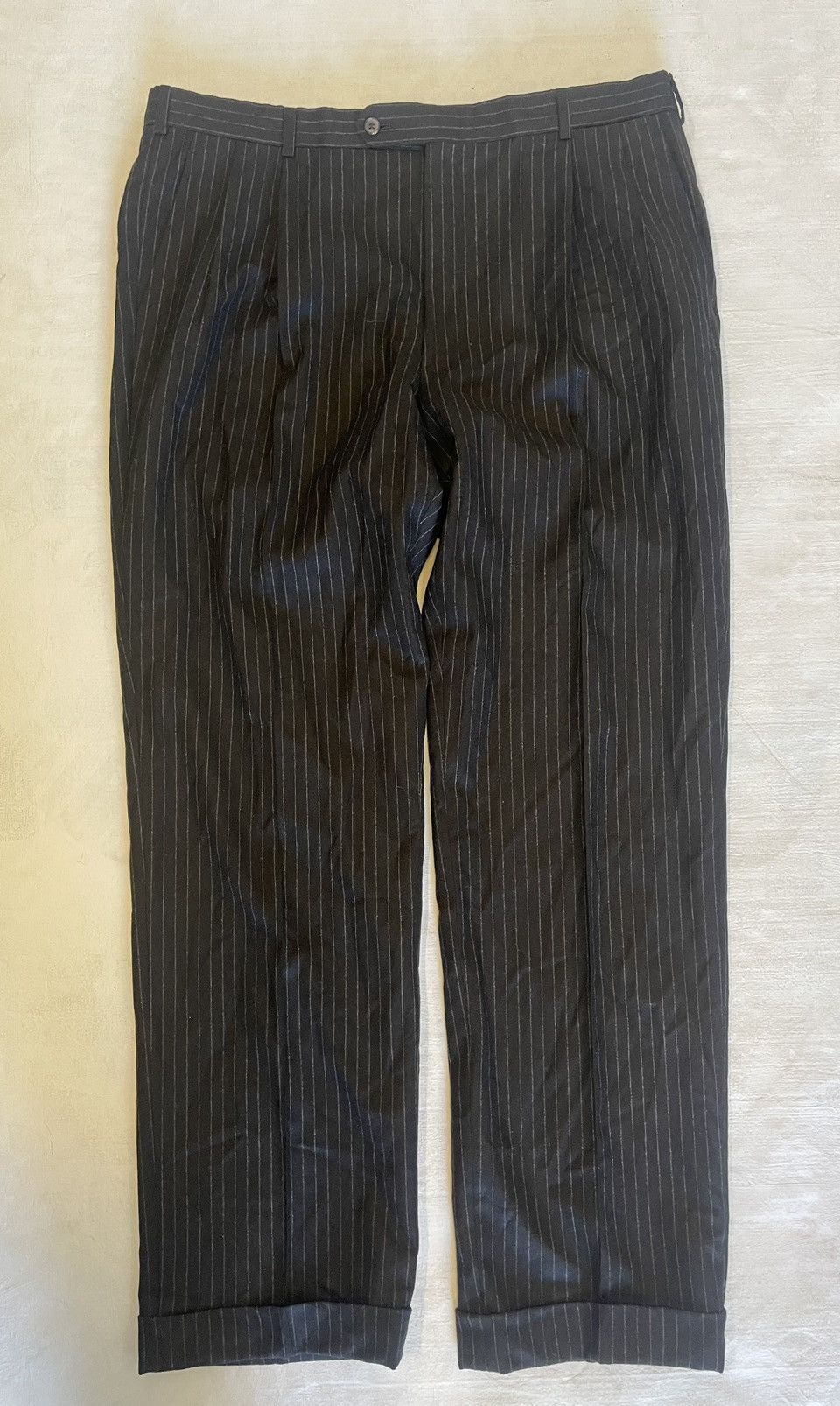 Belvest Chalk-stripe 3-button Super 120'S Wool Suit Size 46R - 7 Thumbnail