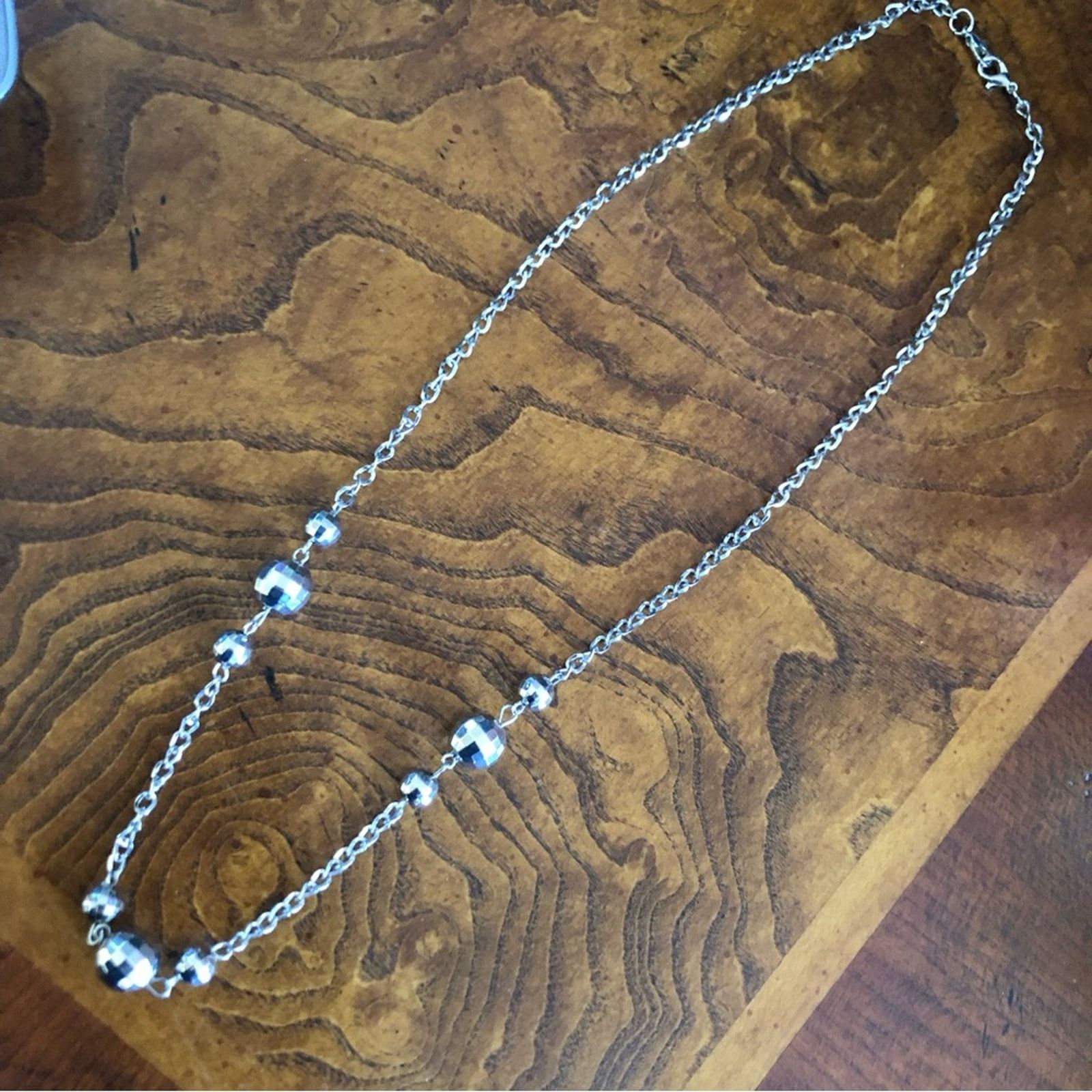 Jewelry Faceted silver sparkle beaded chain necklace Size ONE SIZE - 9 Thumbnail