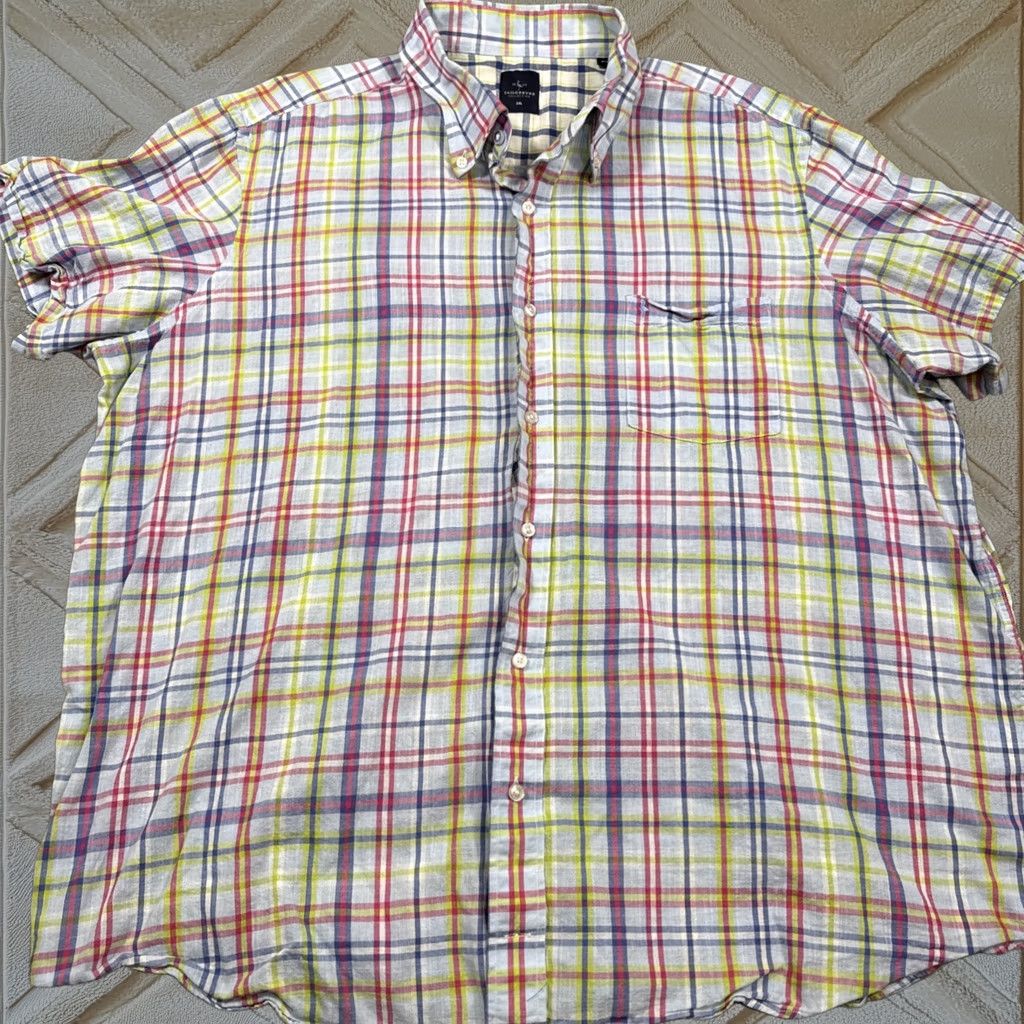 Tailorbyrd Men's Button-Up Shirt Casual 2XL Pink Blue Plaid Cotton, Men's (Size Xxl)