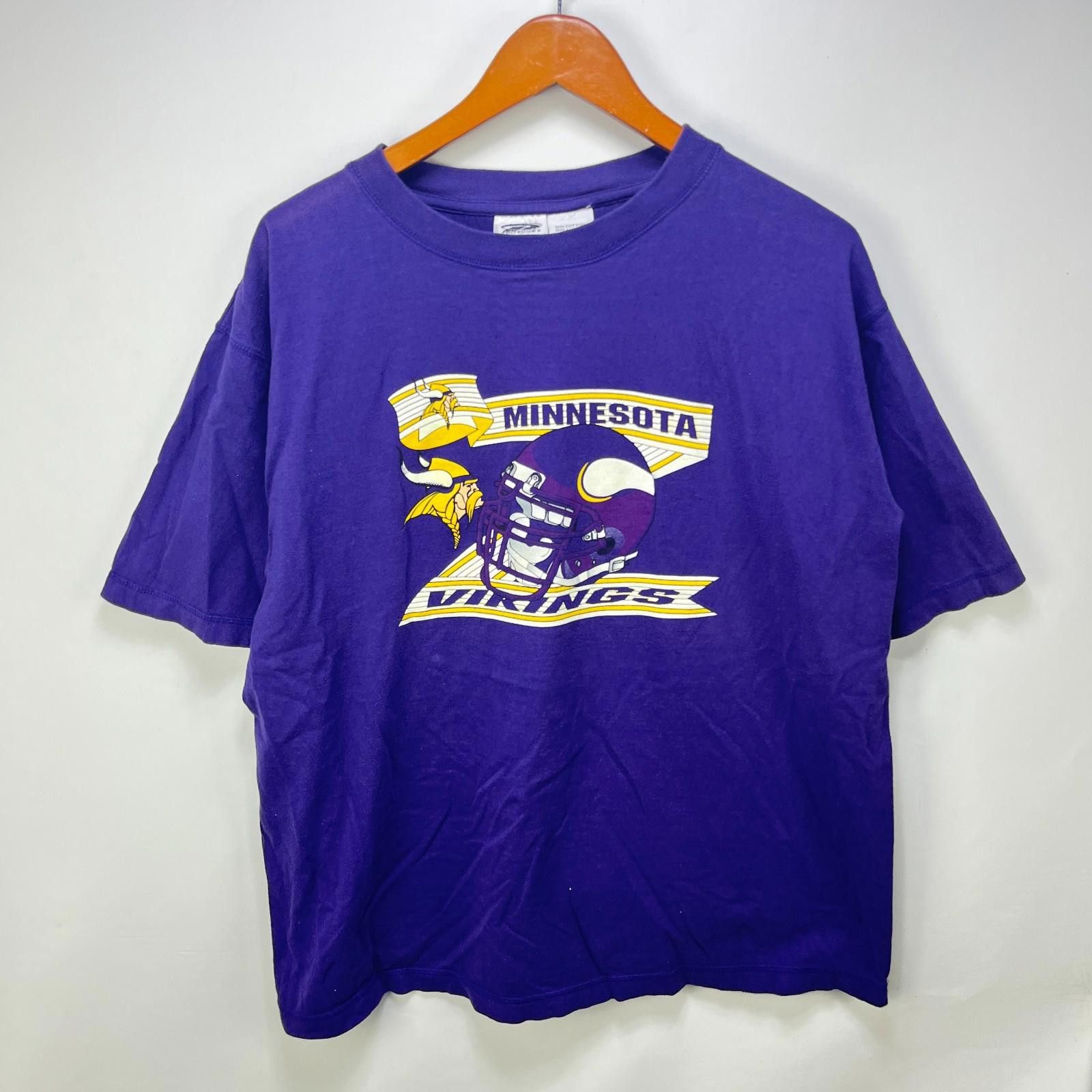 Designer Vintage 90s NFL Minnesota Vikings Purple T-Shirt Size ONE SIZE - 1 Thumbnail