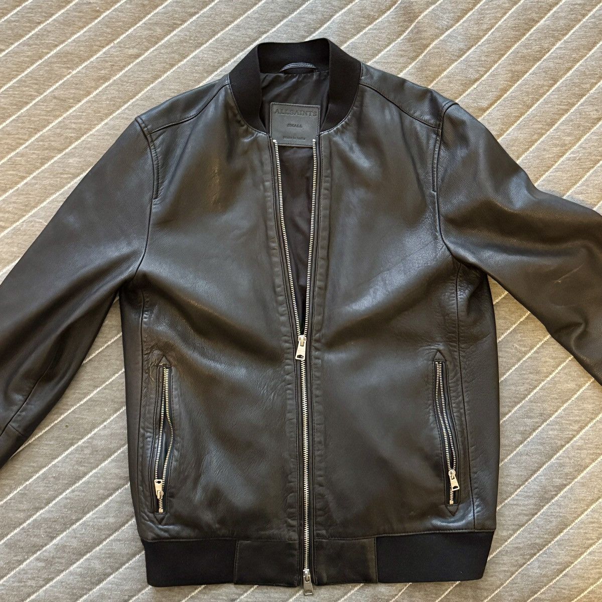 Allsaints AllSaints Black Leather Bomber Jacket - Size Small Size US S / EU 44-46 / 1 - 2 Thumbnail