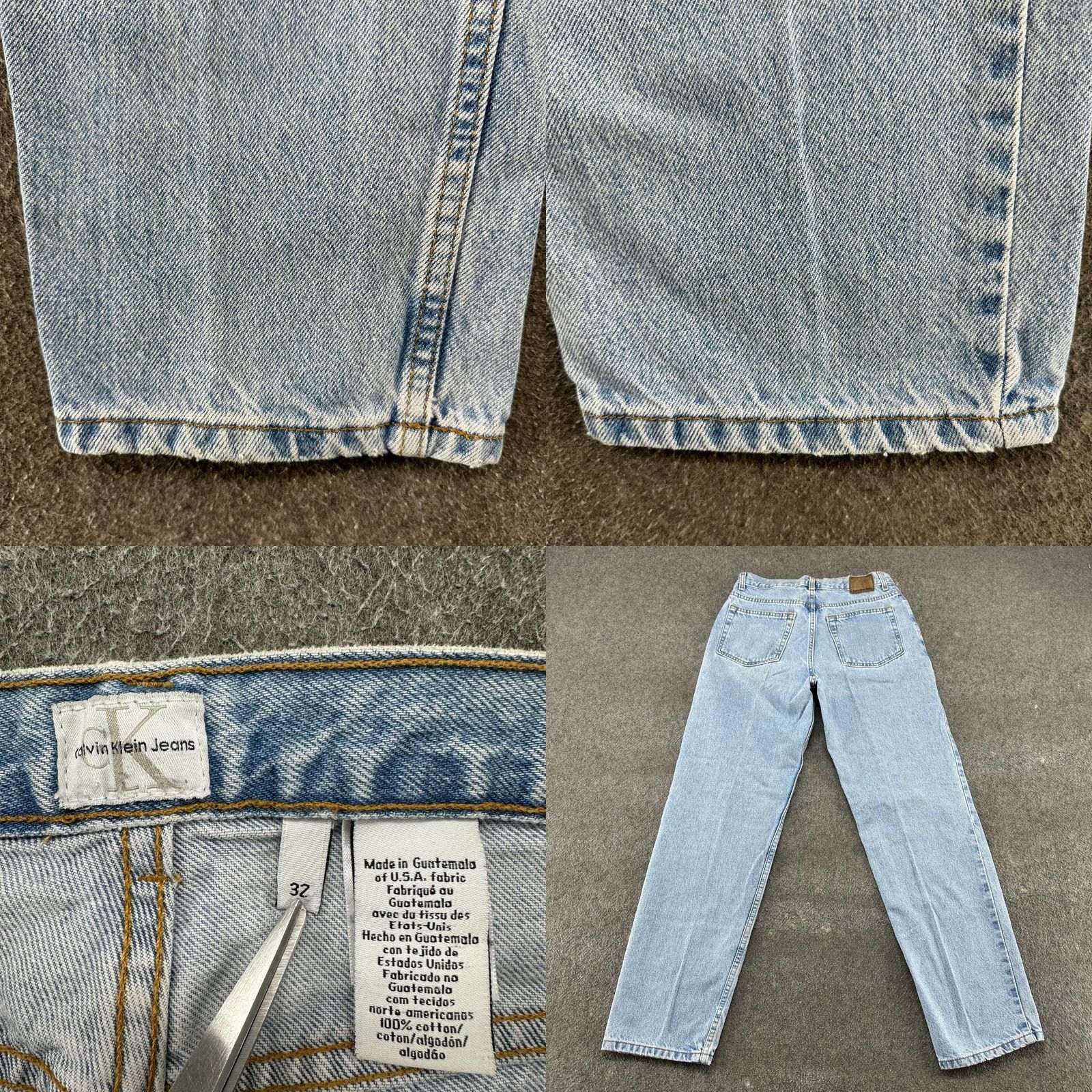 Calvin Klein Calvin Klein Jeans Mens 30x32 Blue Relaxed Fit Denim Straight 5-Pocket Distressed Y2K Baggy Inseam 32 Light Wash Jeans Men Size US 32 / EU 48 - 9 Thumbnail