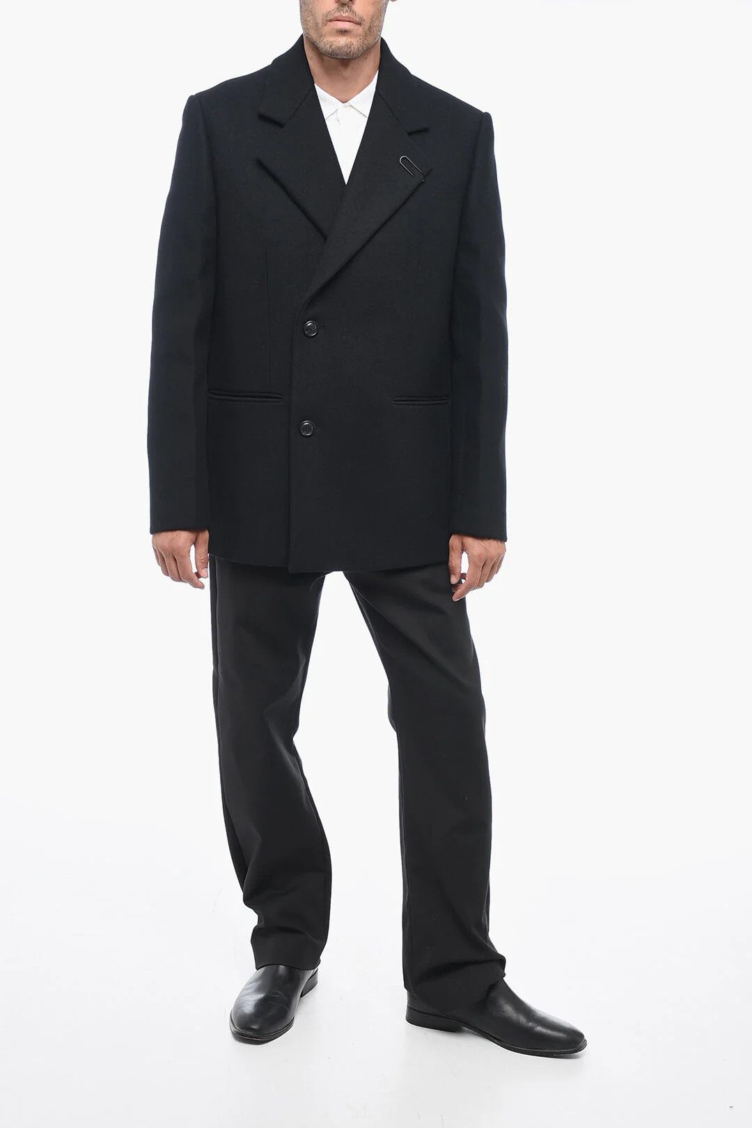 Off-White og1mm0426 Wool-Blend Double-Breasted Coat in Black Size US M / EU 48-50 / 2 - 4 Thumbnail