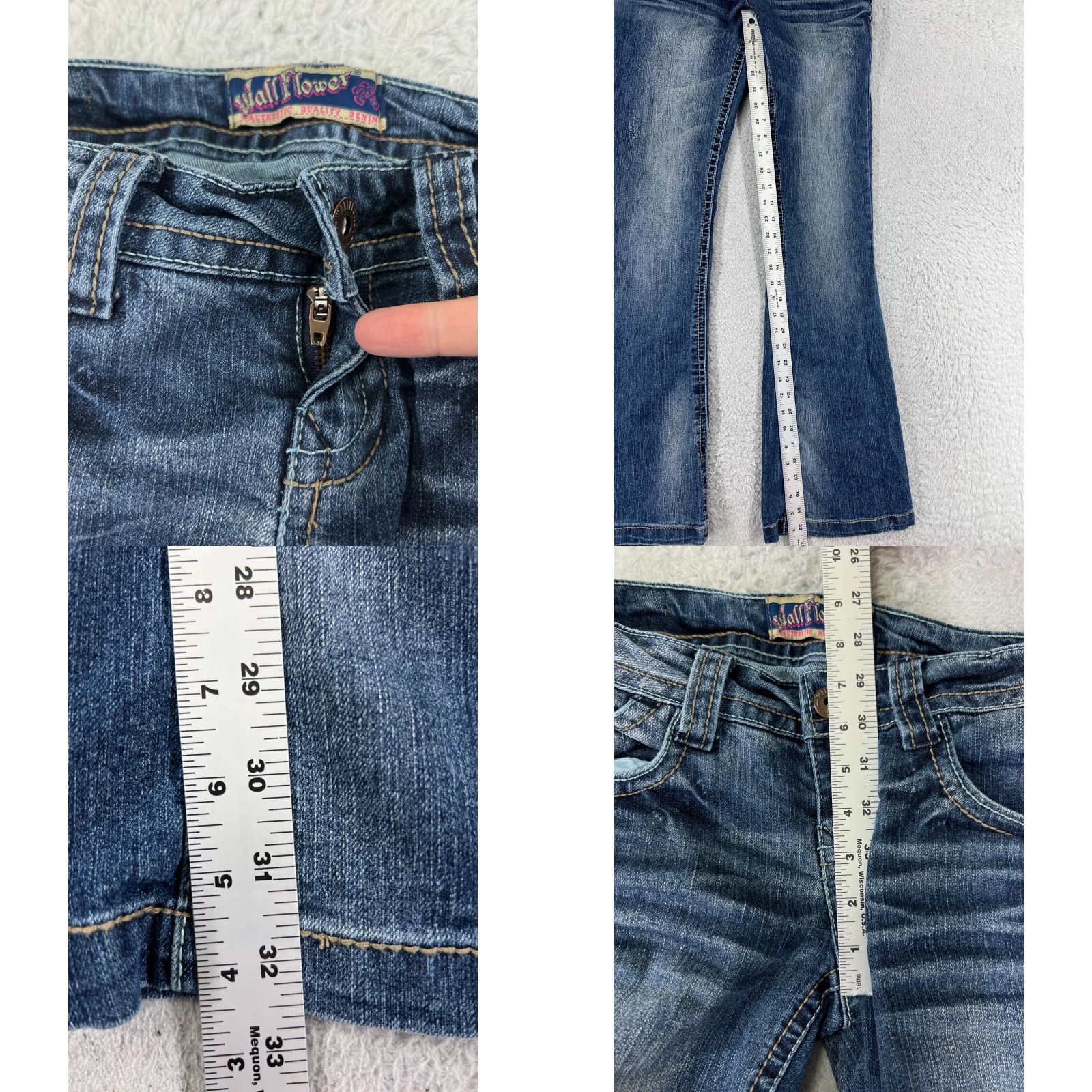 Vintage Wallflower Jeans Jeans Wallflower 5 Blue Denim Flared Ramie Blend 25x32 Womens Regular 5-Pocket Blue (Medium Wash) Vintage N/A Size 27" / US 4 / IT 40 - 8 Thumbnail