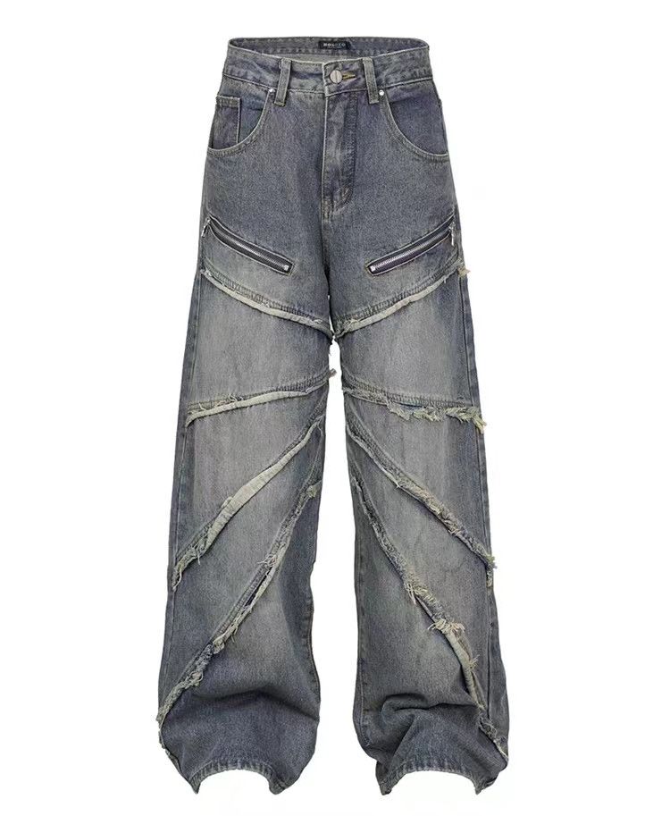 Jean × Vintage Vintage washed and faded loose fitting patchwork jeans Size US 32 / EU 48 - 1 Thumbnail