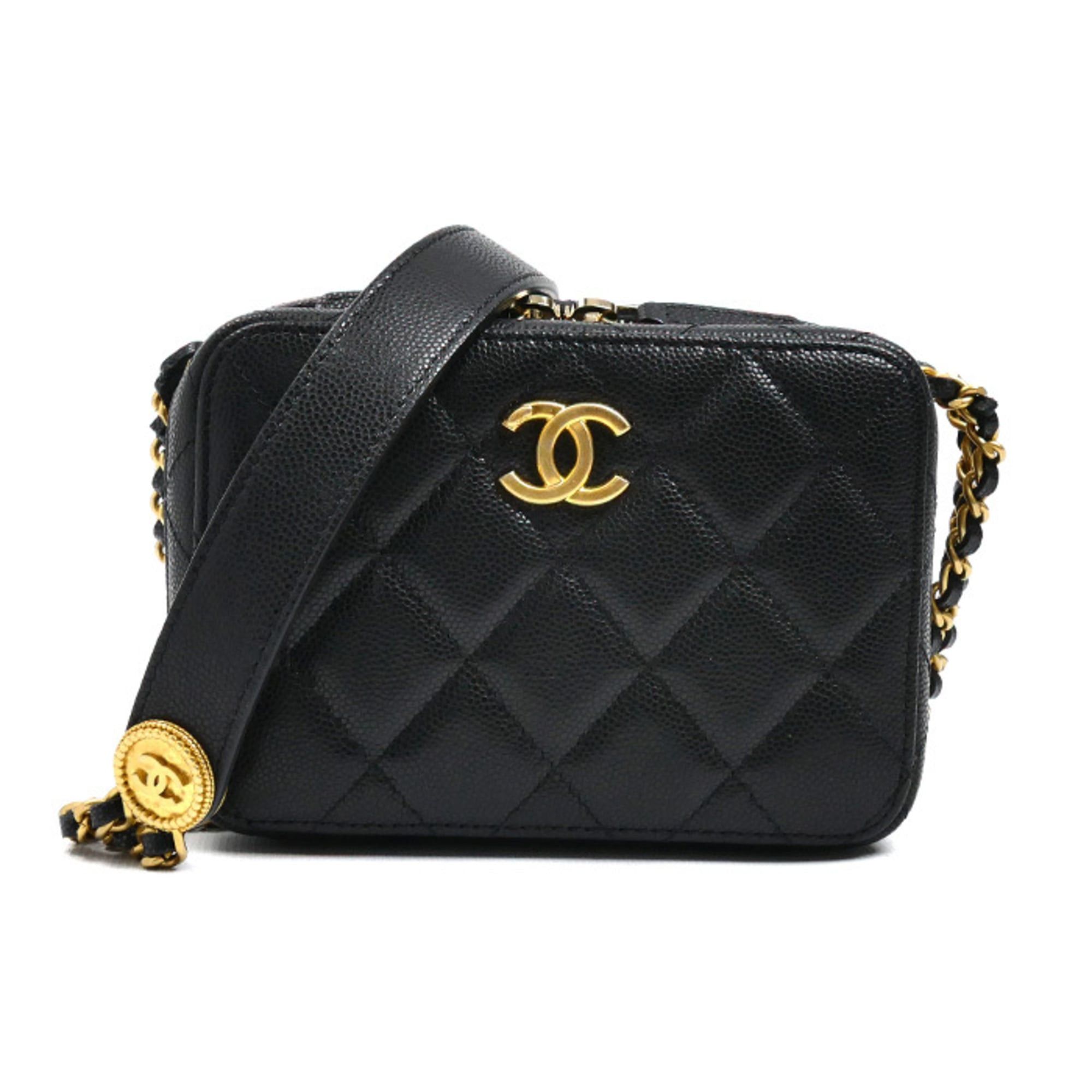 Chanel CHANEL Mini Camera Bag with Chain Shoulder Bag, Black, Caviar Skin, AP2858, Women's Size ONE SIZE - 1 Thumbnail