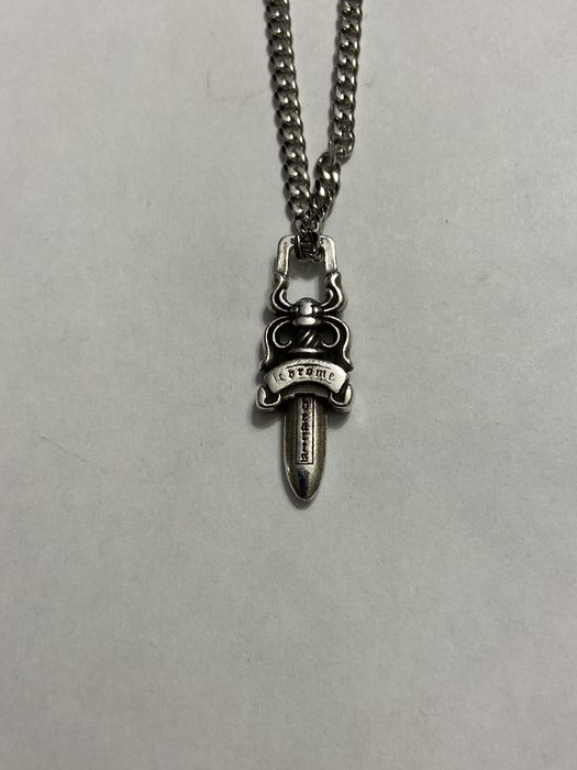 Chrome Hearts Chrome Hearts Silver Dagger Pendant Cuban Chain Necklace 