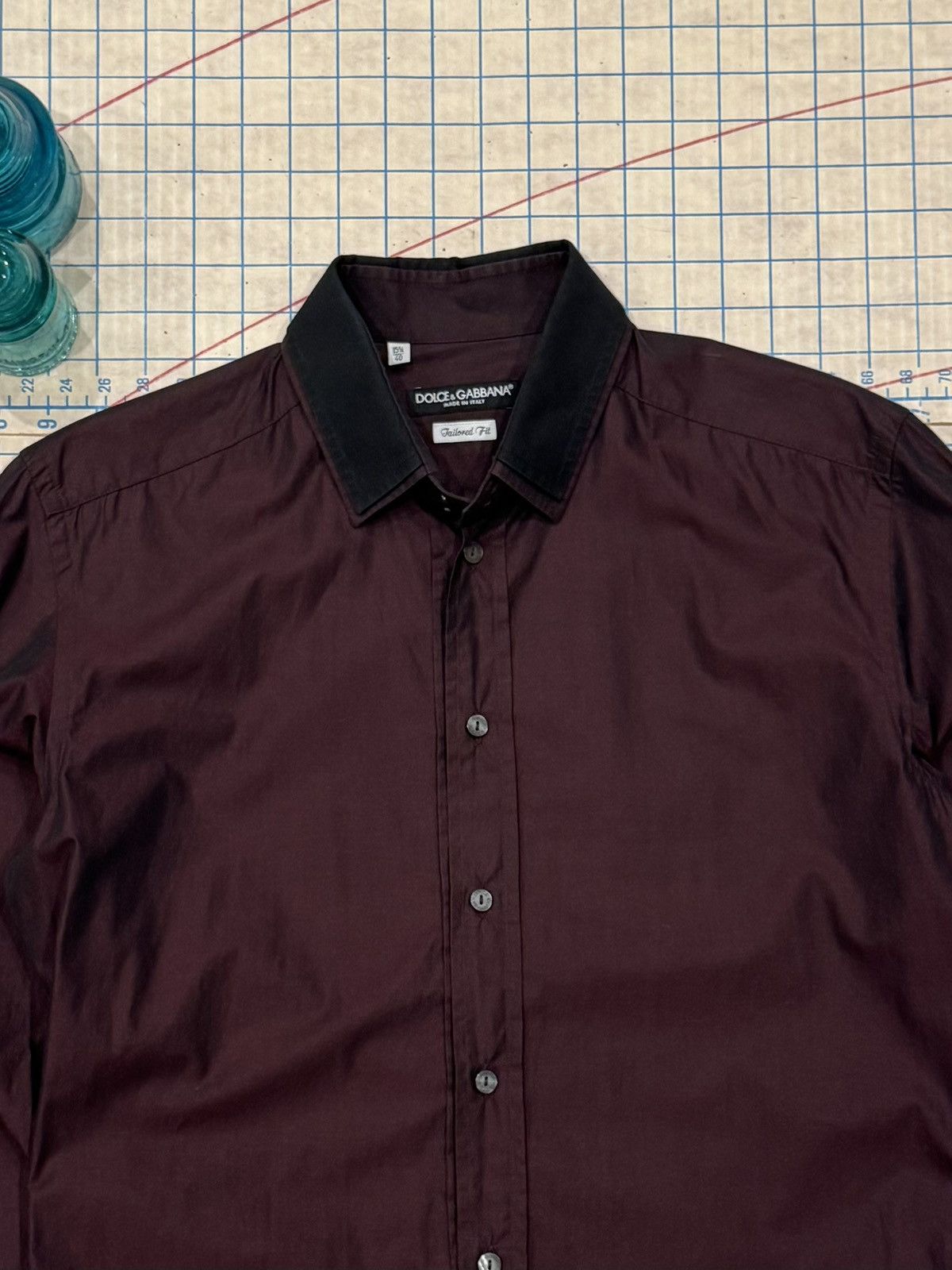 Dolce & Gabbana Double Collar Button Up Y2K Club Wear 40 in Red, Men's (Size M) — image 3 of 6