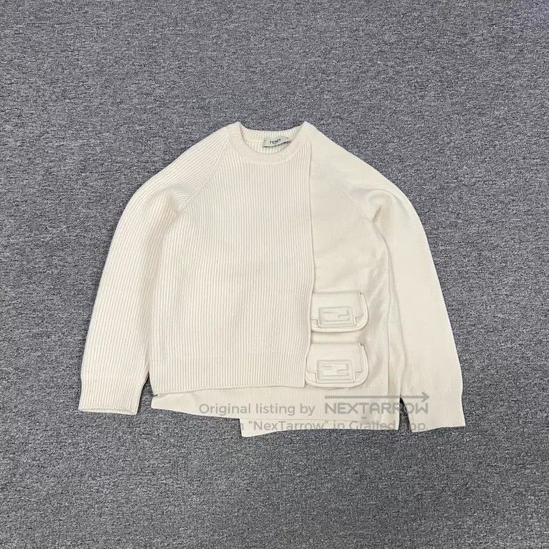 Fendi Fendi Pearl white irregular cashmere knitted sweater 25th Size S / US 4 / IT 40 - 2 Thumbnail