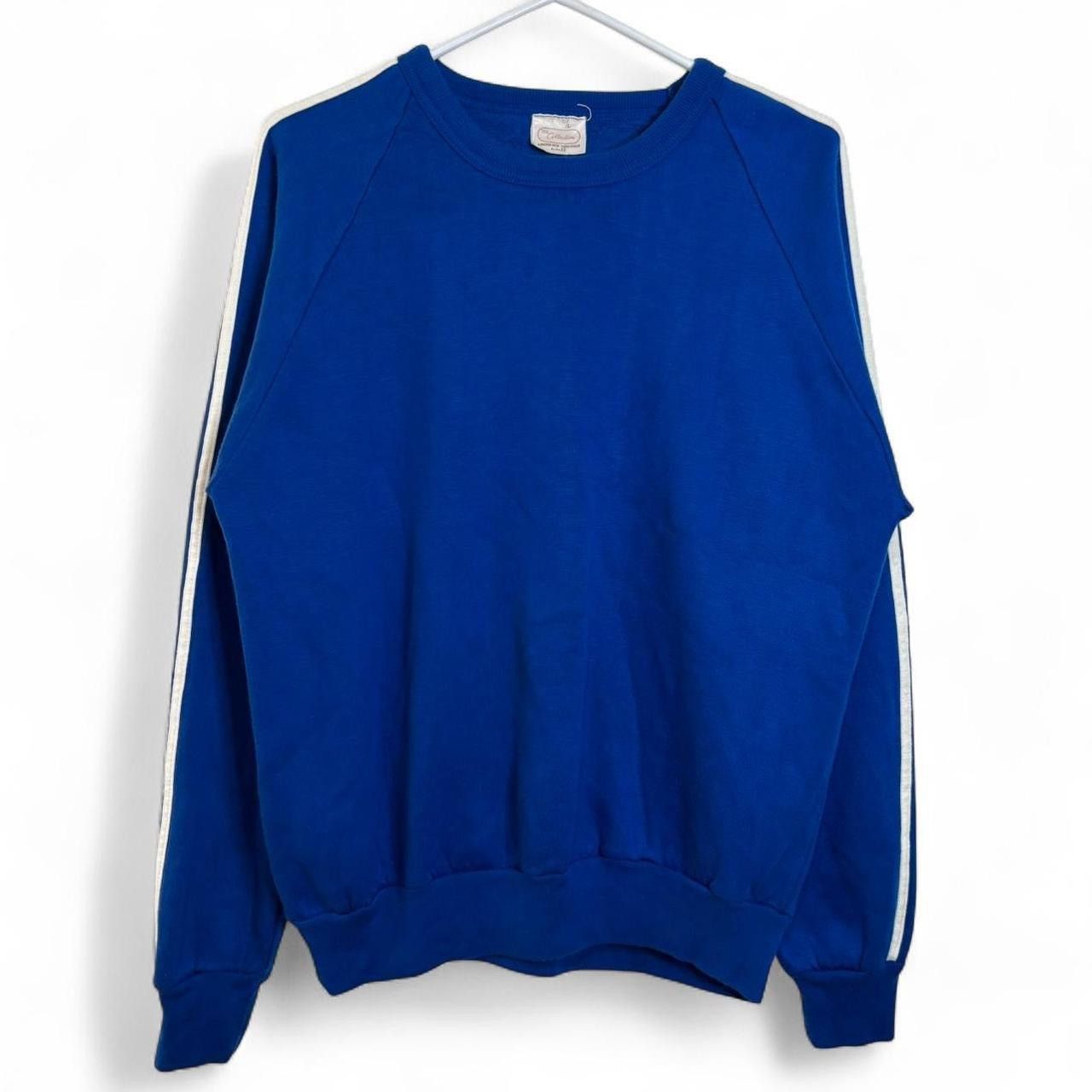 Vintage Vintage Royal Blue Striped Sweatshirt Size US L / EU 52-54 / 3 - 1 Thumbnail
