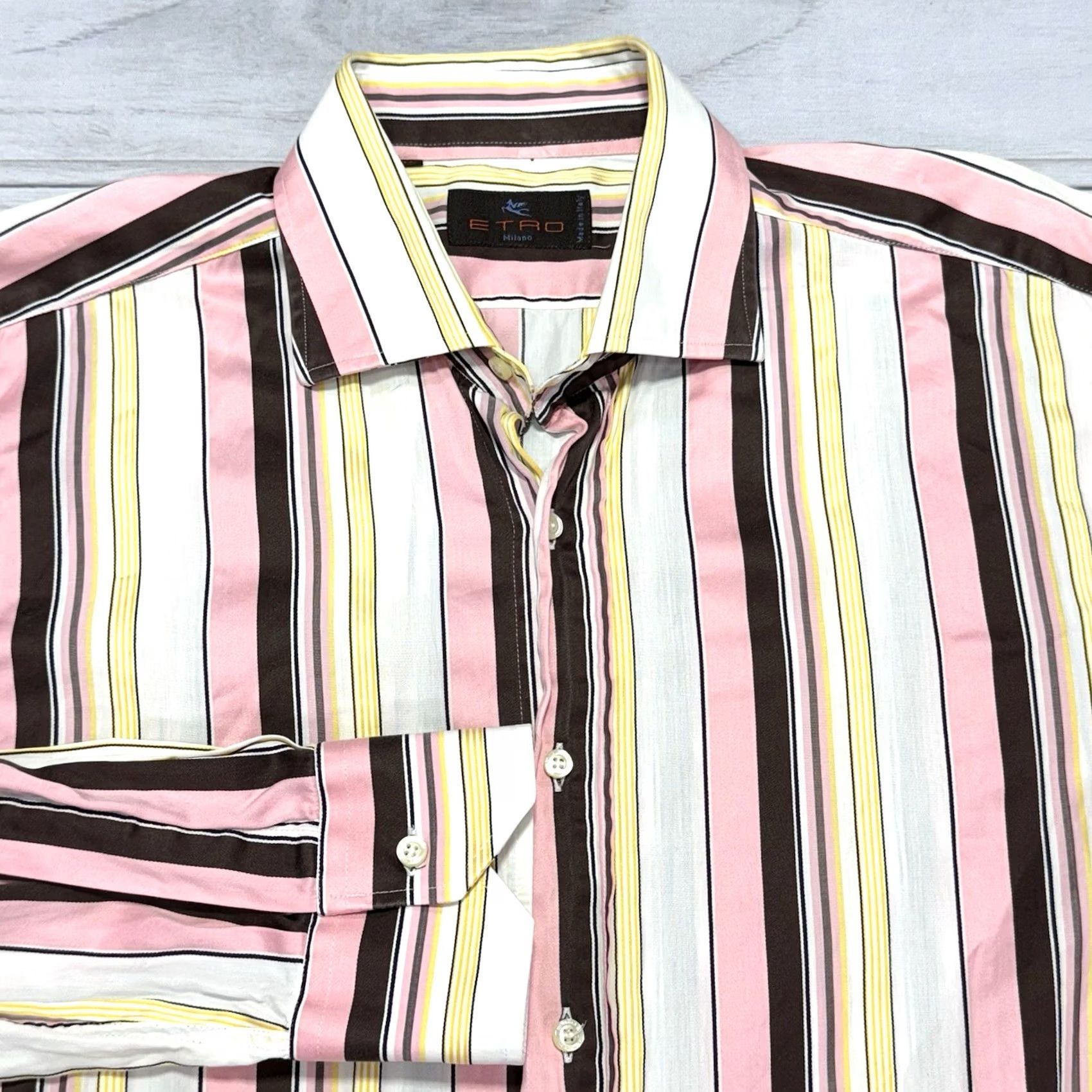 Etro ETRO Dress Shirt Mens 42 Multicolor Striped Button-Down Italy Regular Long Sleeve Cotton 100% Size 42R - 2 Thumbnail