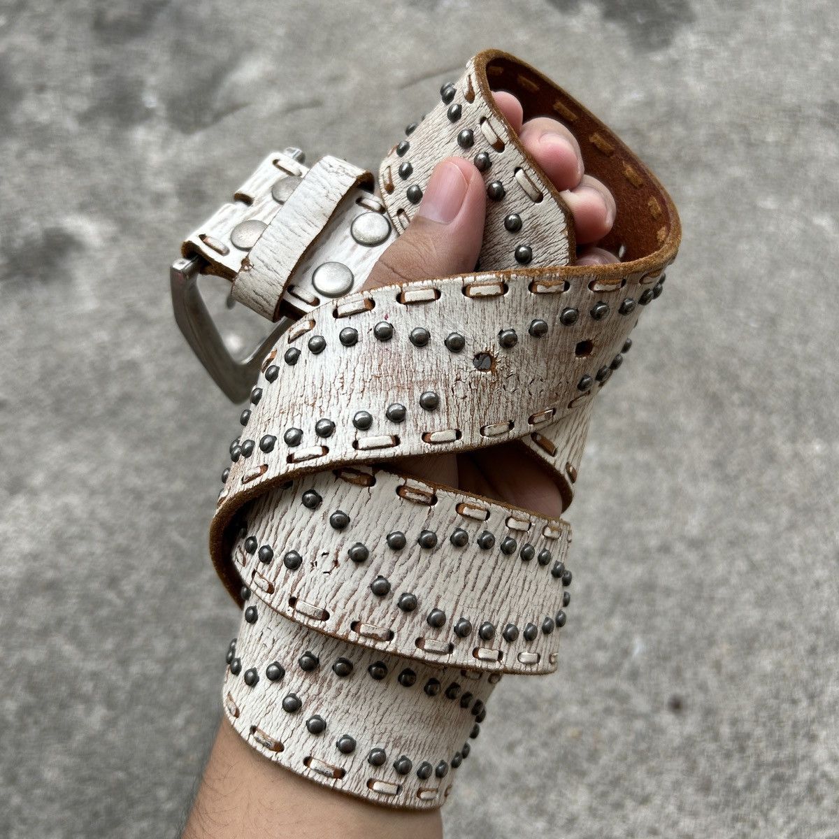 Vintage Vintage studded leather belt (Kapital Style) Size ONE SIZE - 3 Thumbnail
