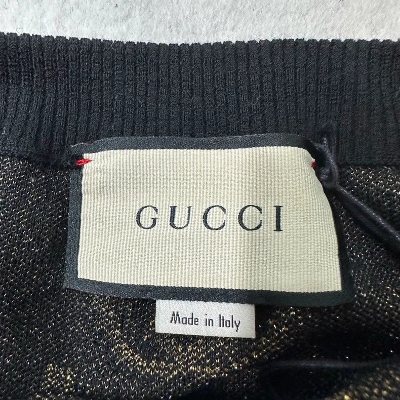 Gucci Gucci Full Print Black Gold Knit Skirt-2506 Size 22" - 6 Thumbnail