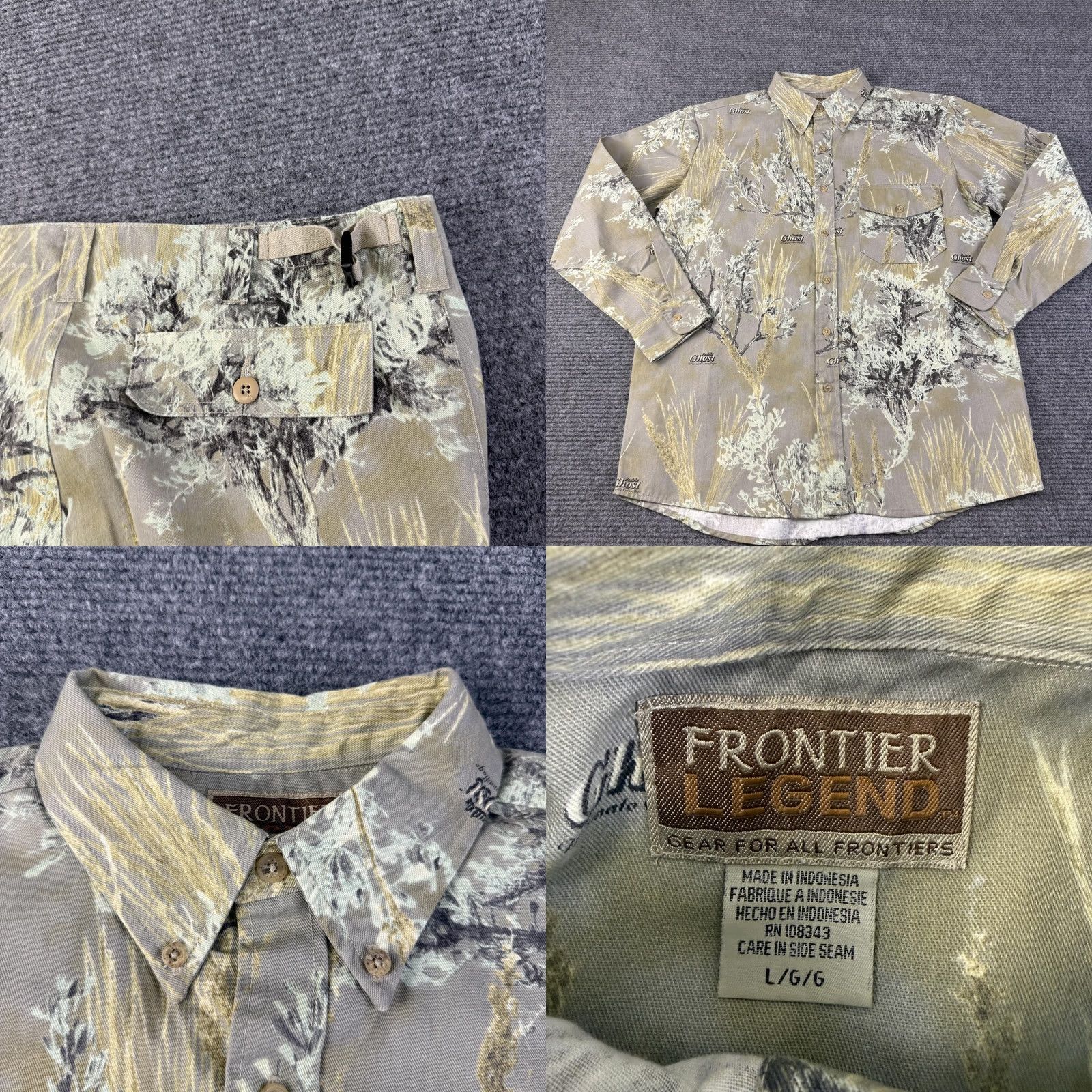 Vintage Frontier Legend Prairie Ghost Camo Hunting Shirt Pants 2 Piece Mens Large Brown Size US L / EU 52-54 / 3 - 9 Thumbnail