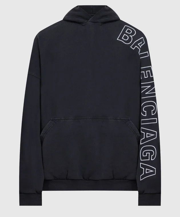 Balenciaga o1la1rc1a0824 Outline Hoodie Oversized in Black/White Size US L / EU 52-54 / 3 - 1 Thumbnail