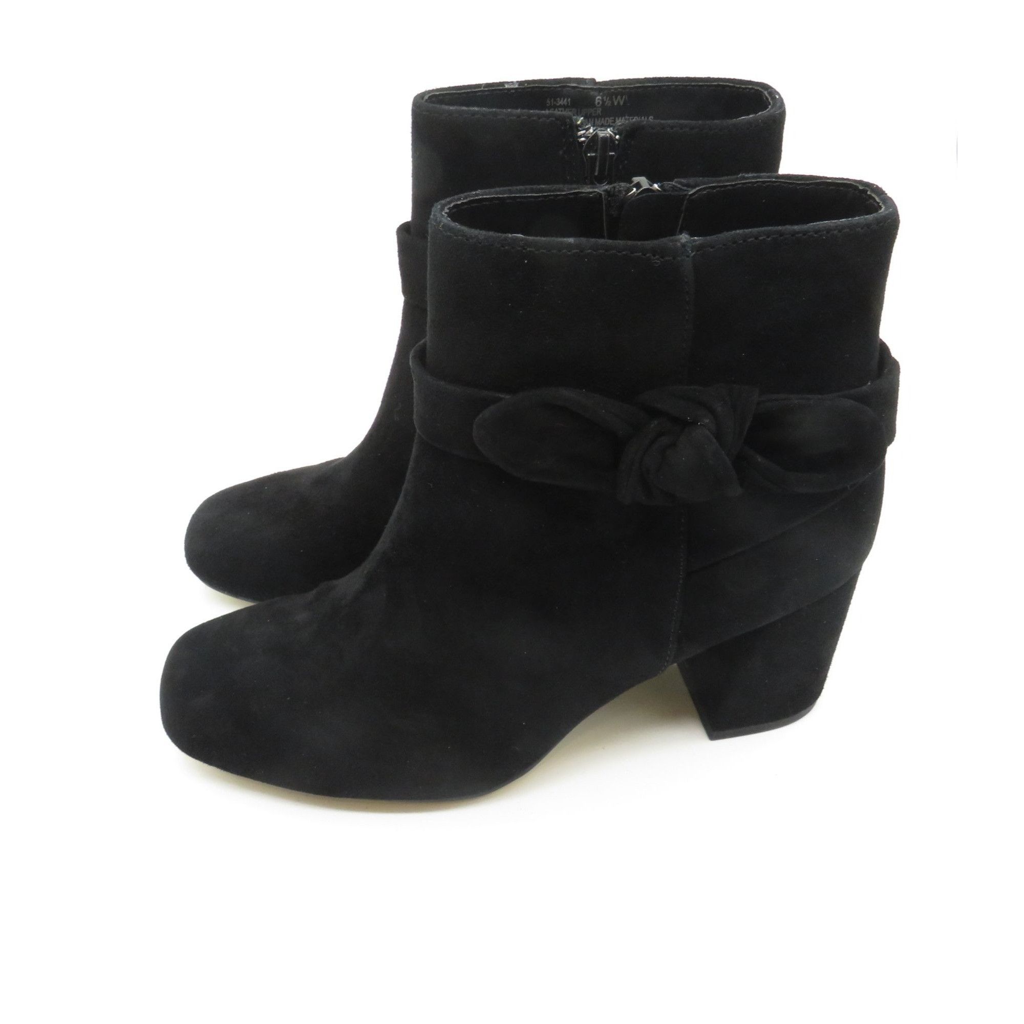 Other Bella Vita Women's Black Suede Ankle Boots Side Bow Block He Size US 6.5 / IT 36.5 - 6 Thumbnail
