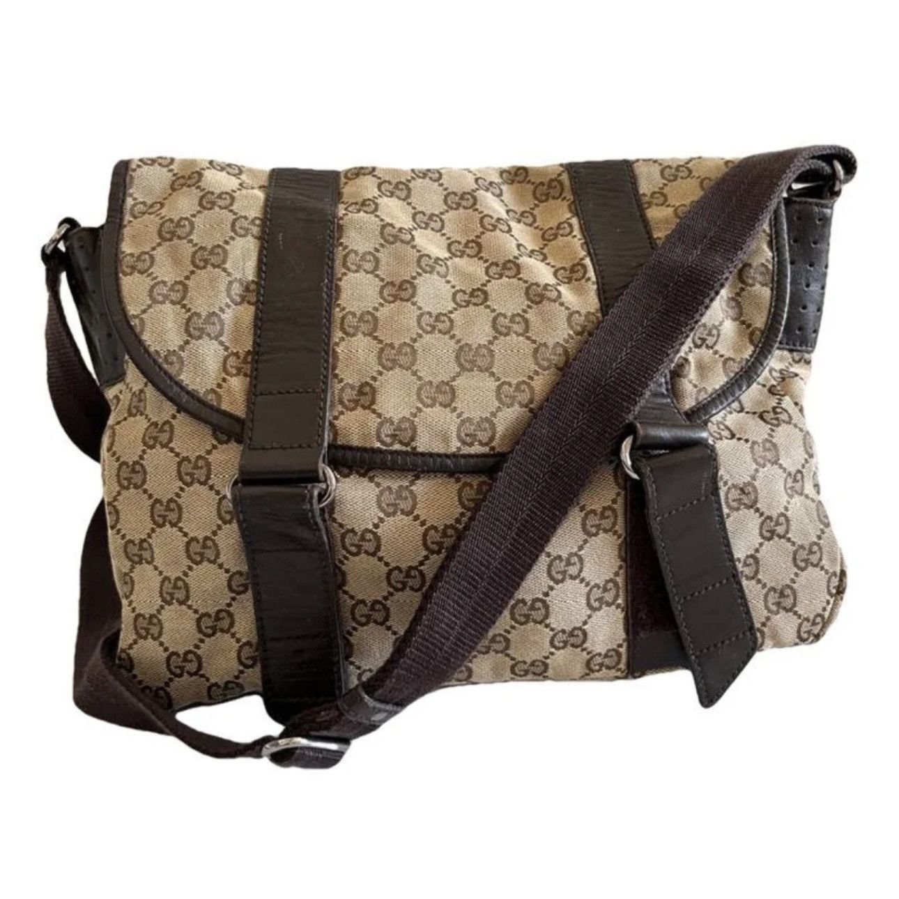 Gucci GUCCI CANVAS/LEATHER MESSENGER BAG. Size ONE SIZE - 1 Thumbnail