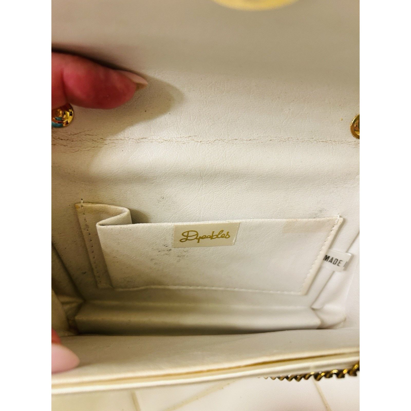 Other Vintage Dyeables Ivory Satin Purse With Metal Gold Chain Size ONE SIZE - 4 Thumbnail