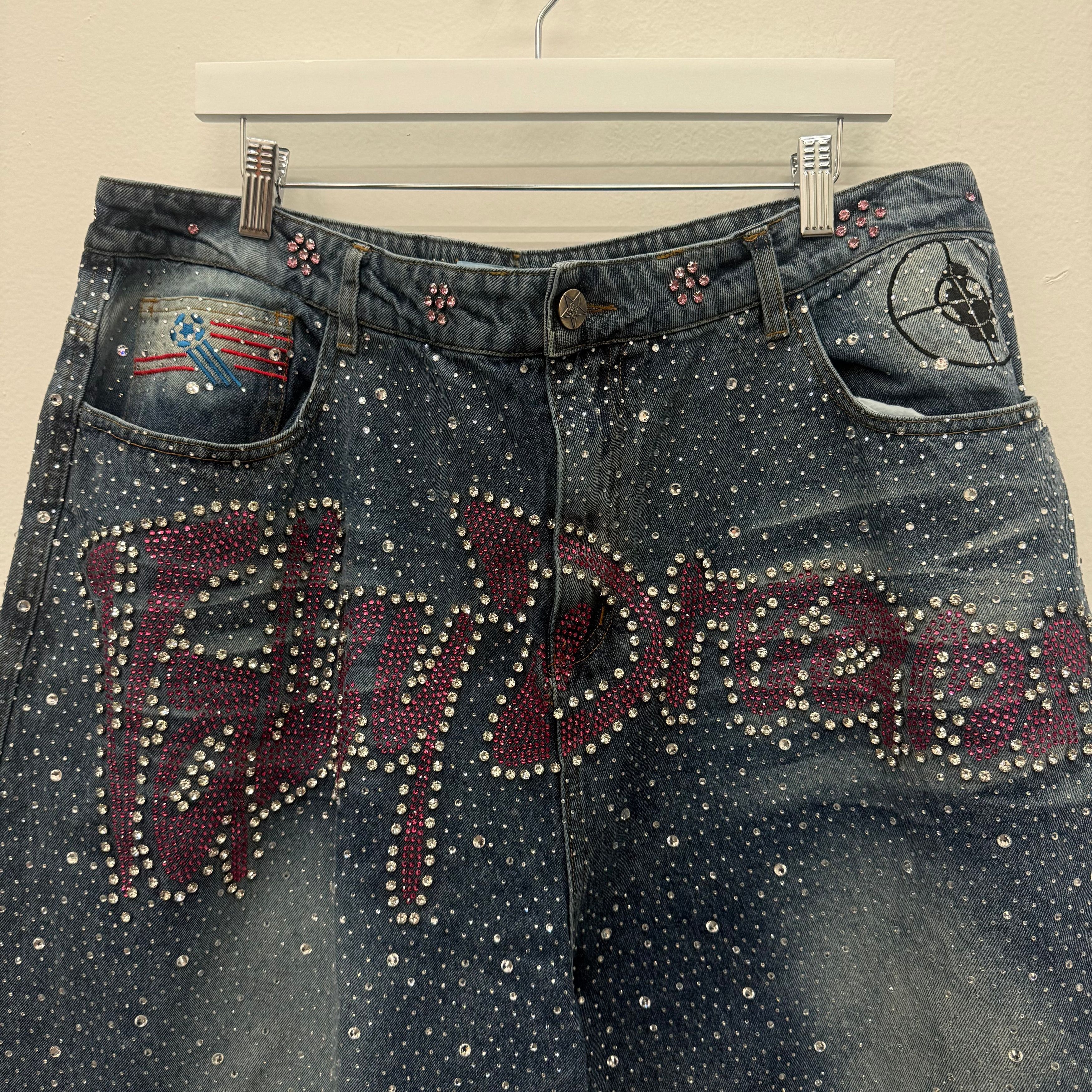 Vale Vale Valley Dreams Rhinestone Denim Shorts - Size 38 Size US 38 / EU 54 - 2 Thumbnail