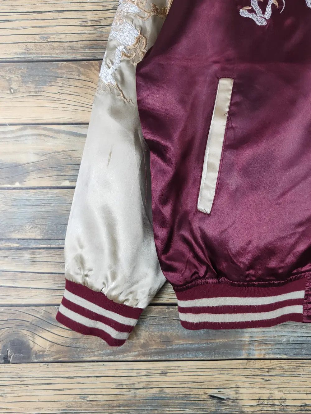 Japanese Brand DL Japan vintage Maroon Dragon tiger varsity Jackets #W1627 Size US L / EU 52-54 / 3 - 13 Thumbnail