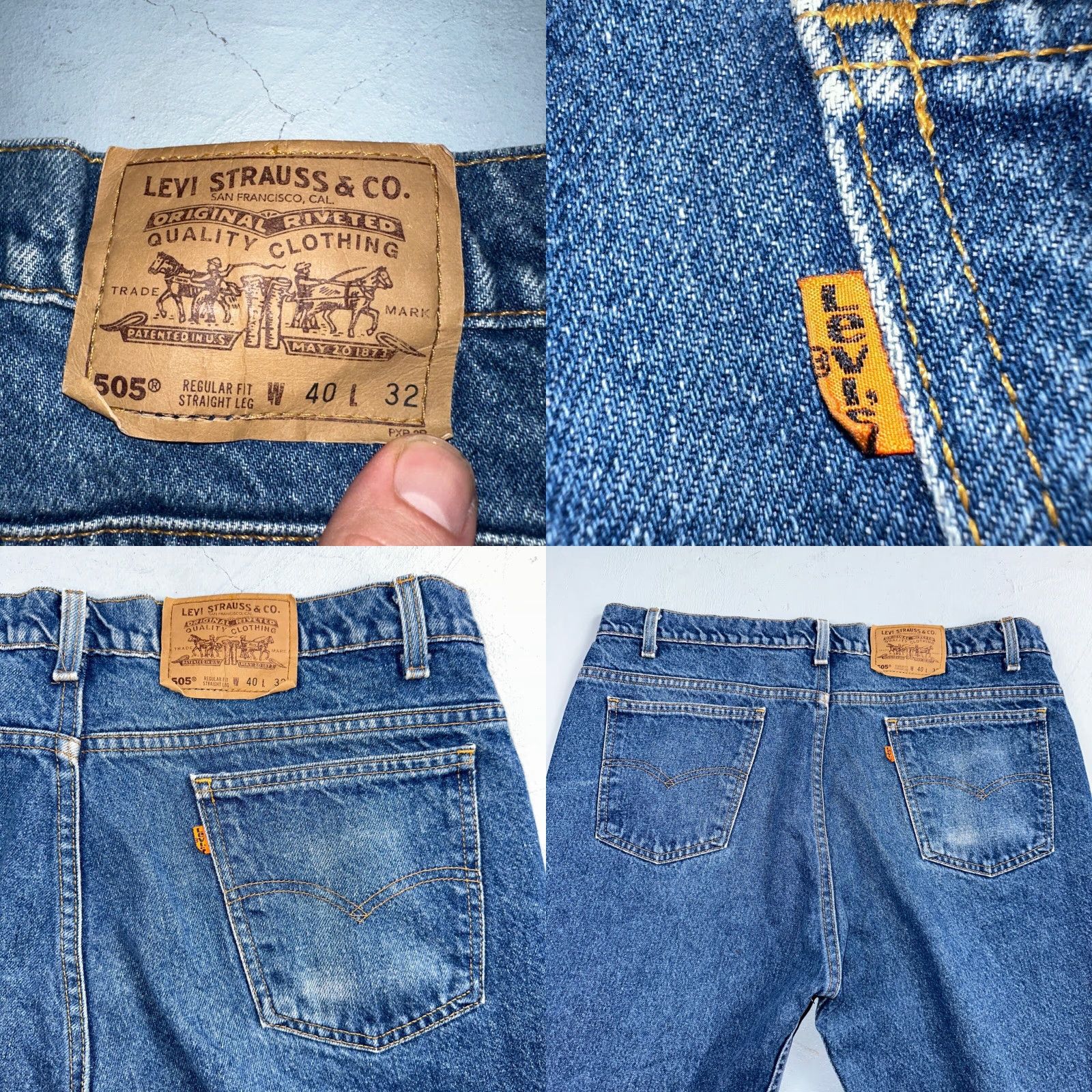 Levi's VINTAGE Levi's 505 Jeans Mens 40x32 Blue Medium Wash 90s Orange Tab Denim Straight Size US 40 / EU 56 - 9 Thumbnail