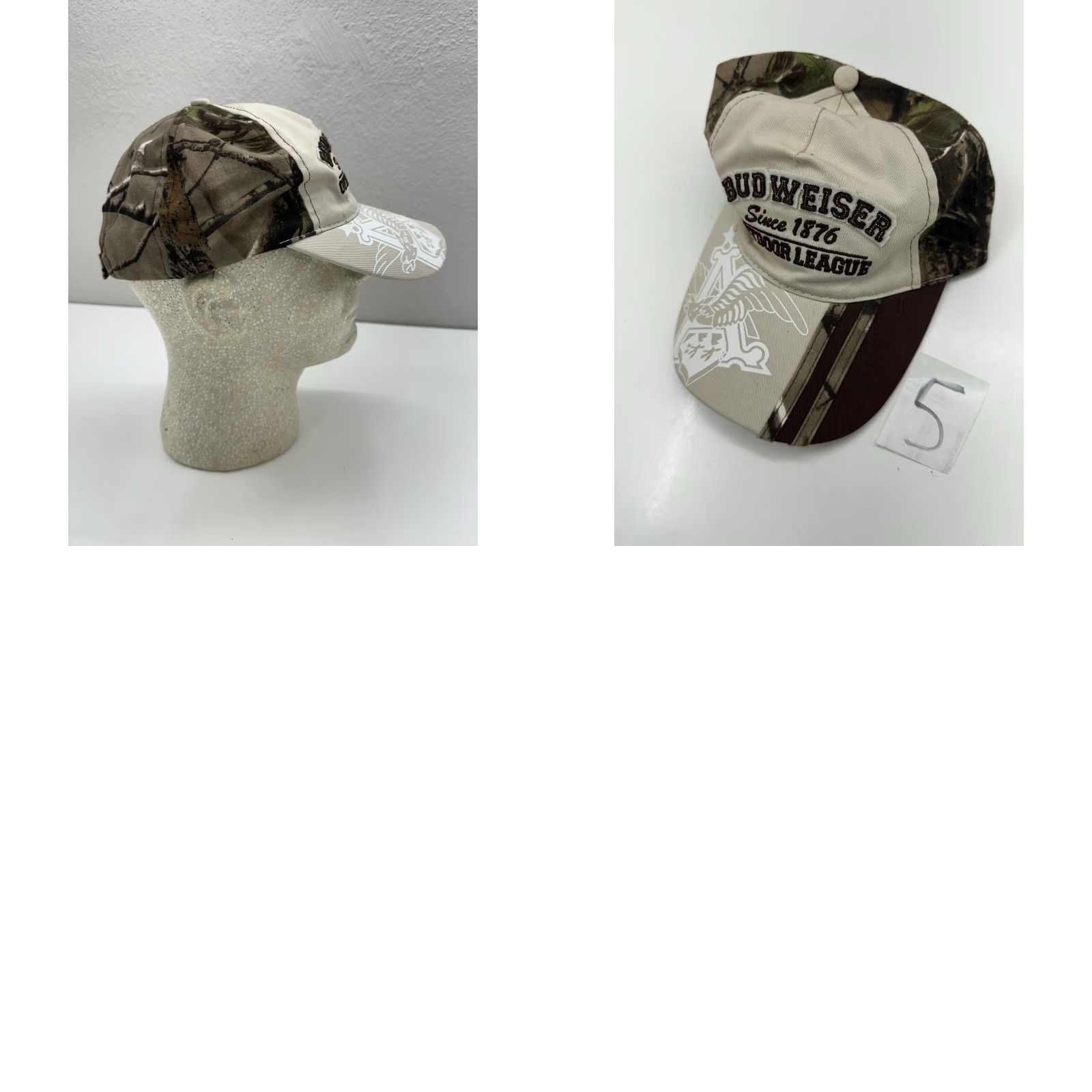 Budweiser Paramount Outdoors Baseball Hat Camo Budweiser Outdoor League Adjustable Cap Mens One Size Brown Camouflage Outdoor Baseball Cap Size ONE SIZE - 8 Thumbnail